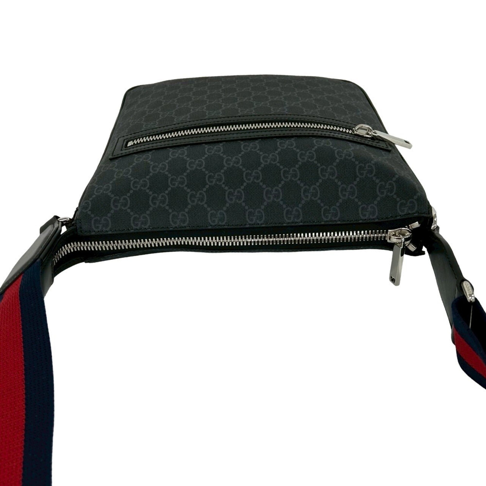 Gucci Black Navy Red Color Leather Pvc Shoulder Bag Tote Bag (Pre-Owned)