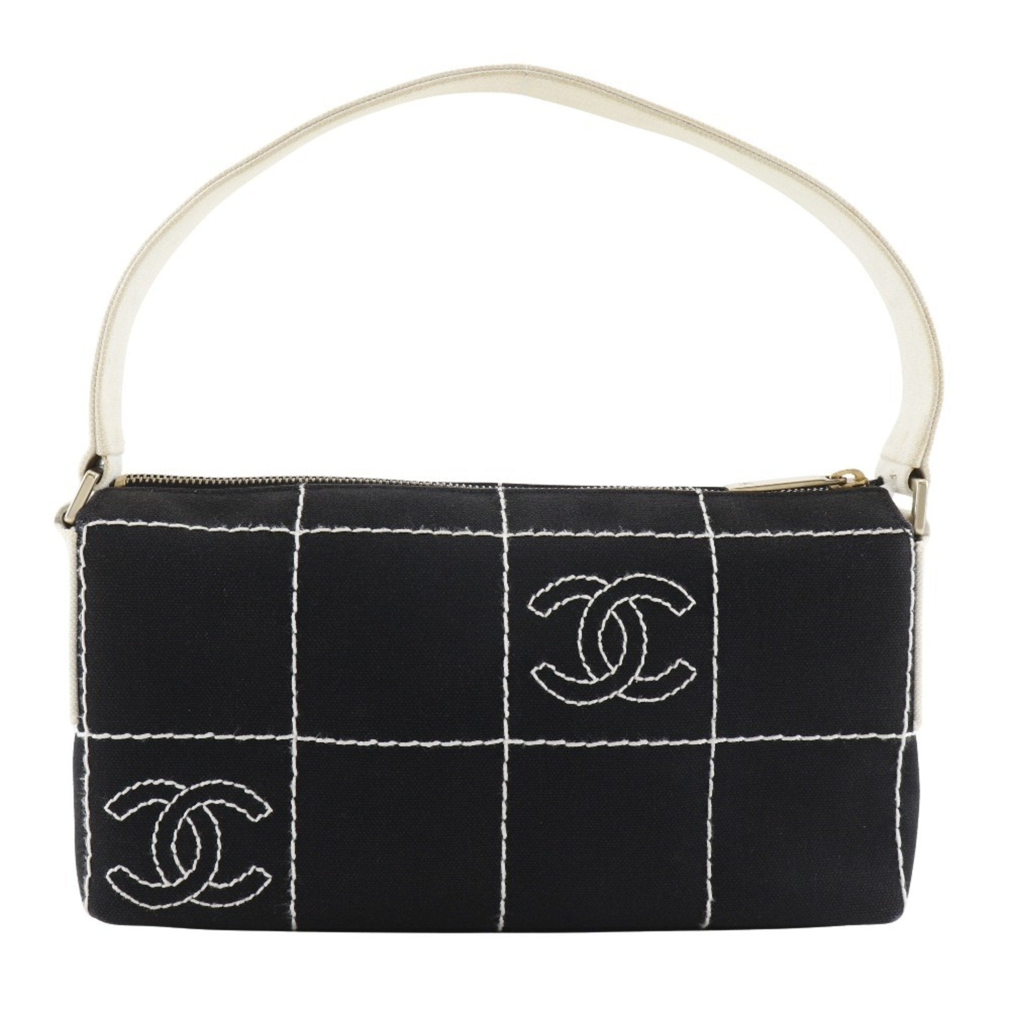 Chanel Chocolate Bar Black Canvas Shoulder Bag (Pre-Owned)