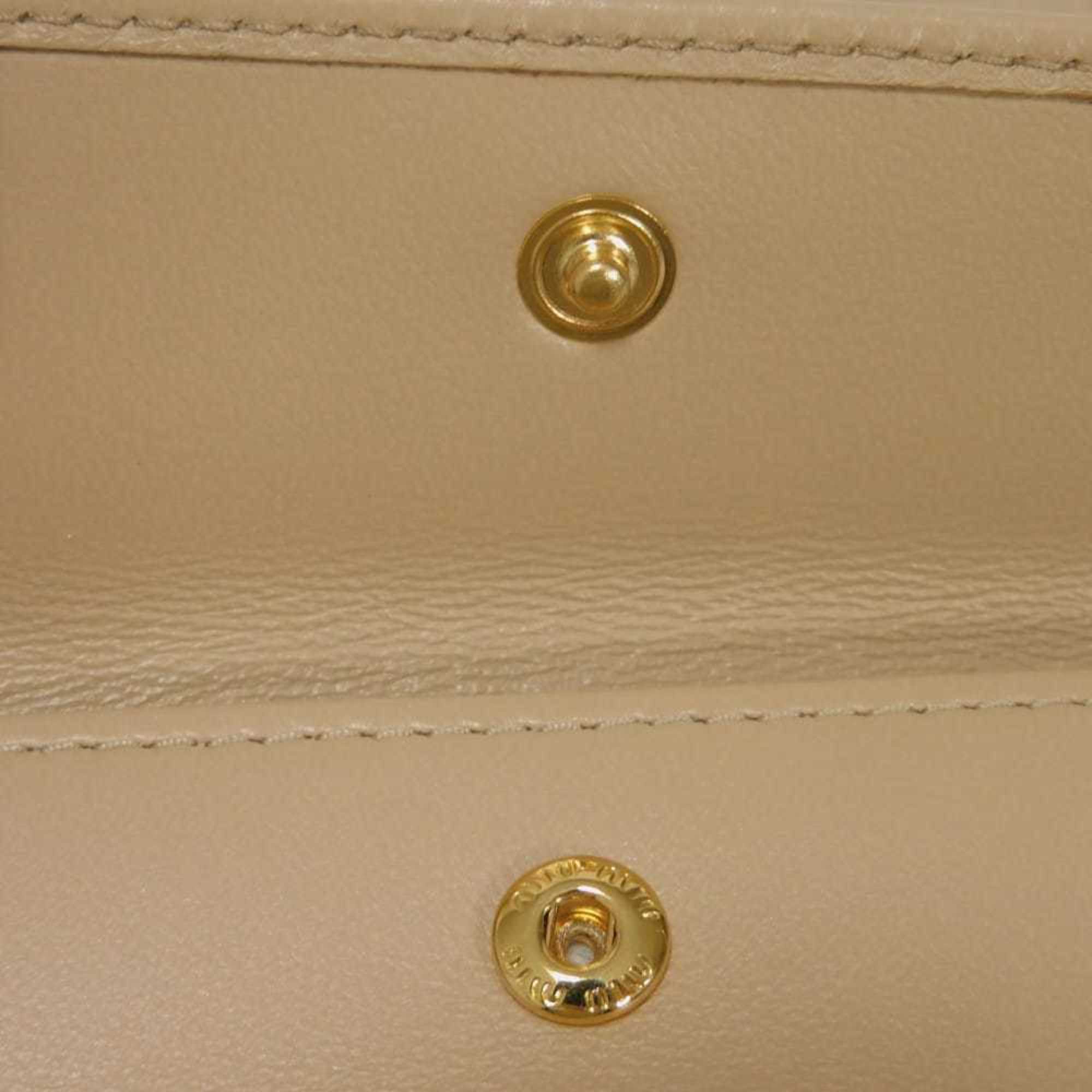 Miu Miu Beige Leather Wallet (Tri-Fold) (Pre-Owned)