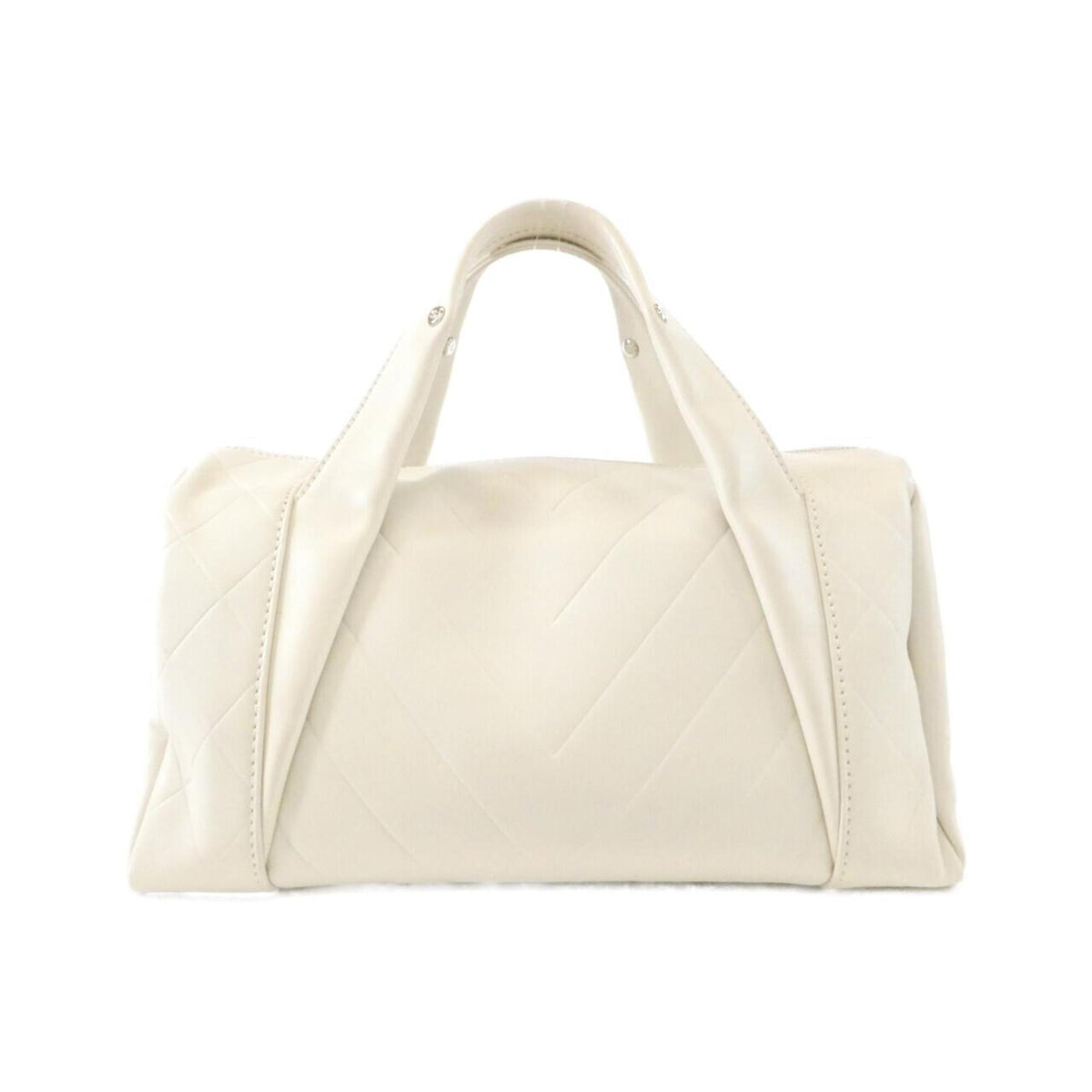 Chanel White Leather Boston Bag (Pre-Owned)