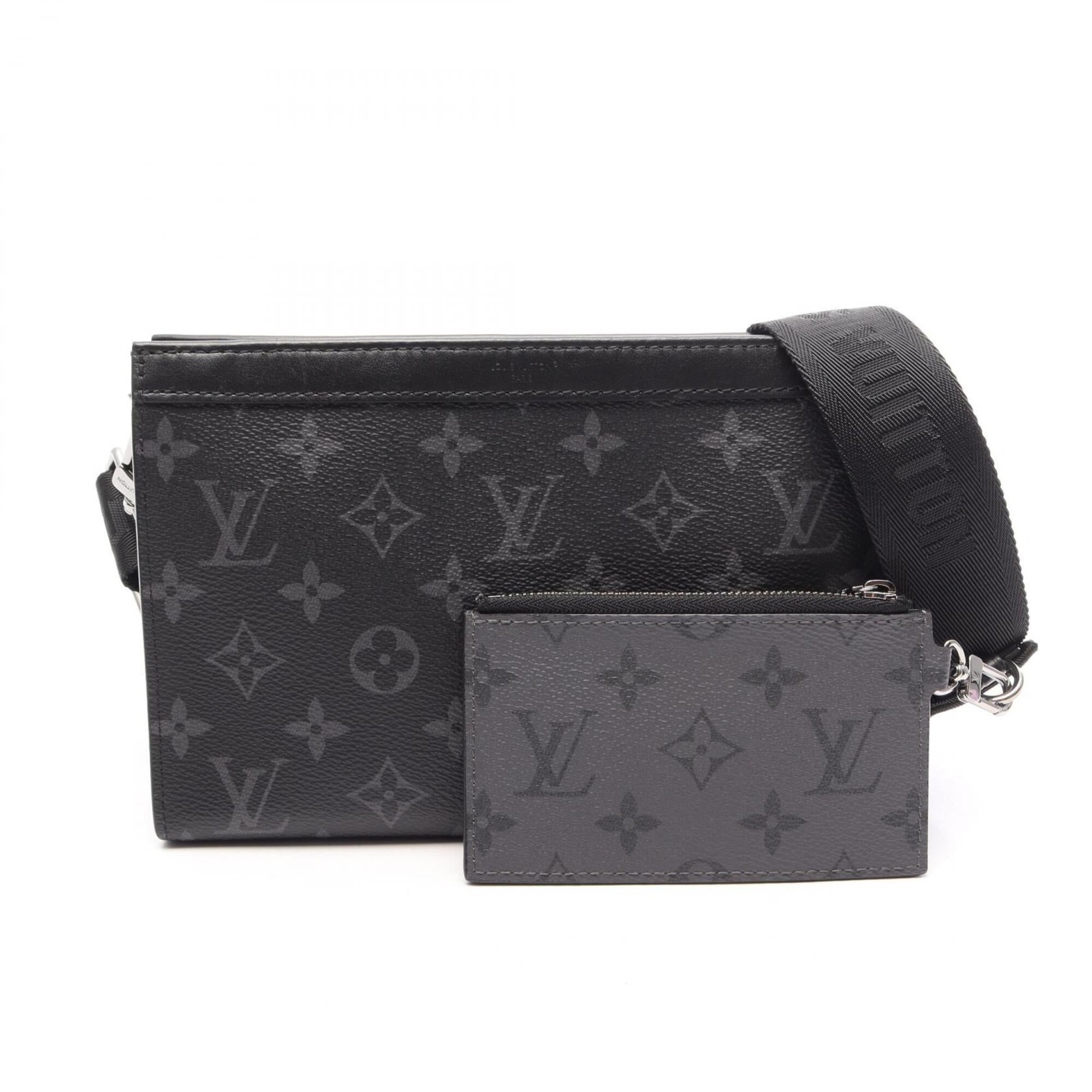 Louis Vuitton Black Gray Coated Canvas Handbag Shoulder Bag (Pre-Owned)