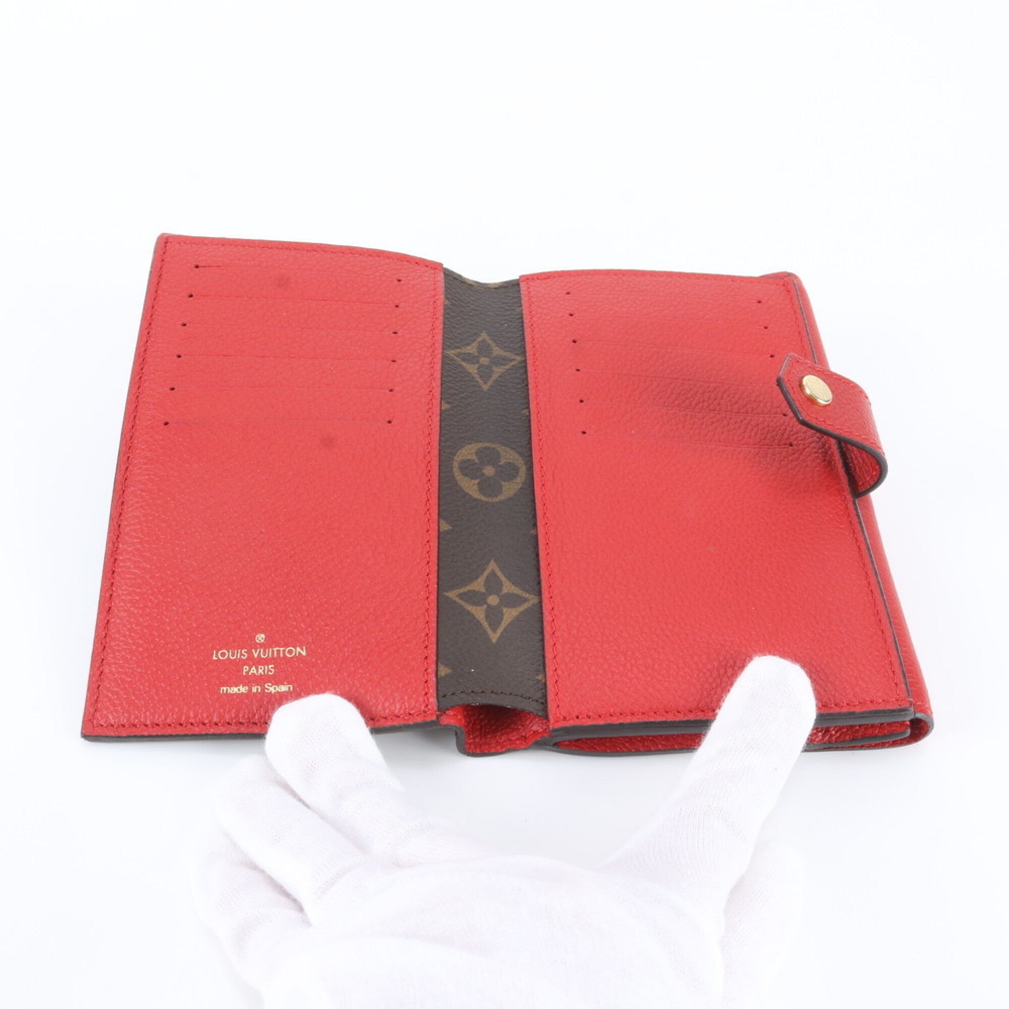 Louis Vuitton Cerise Leather Coated Canvas Wallet (Bi-Fold) (Pre-Owned)