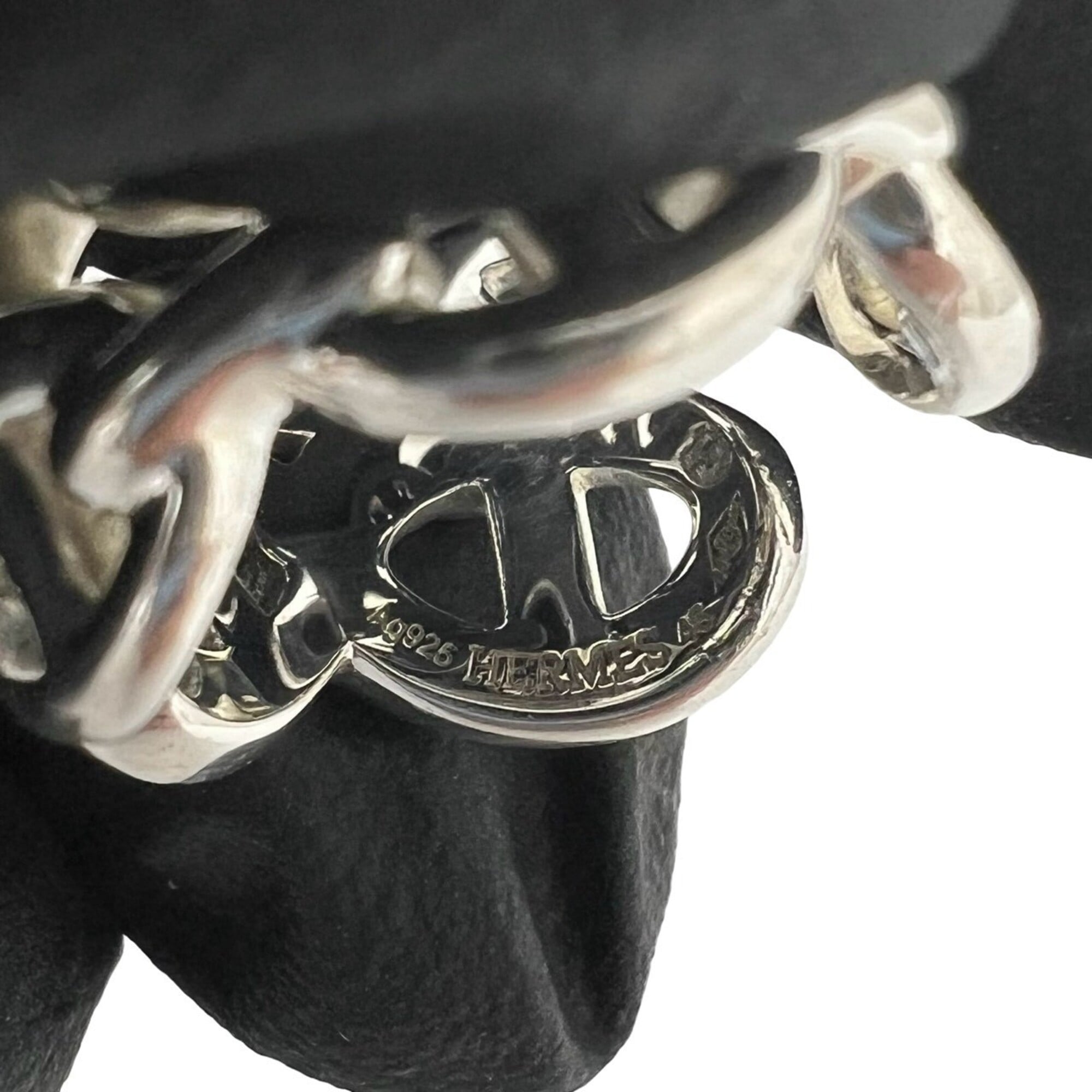 Hermes Silver Silver 925 Band Ring (Pre-Owned)