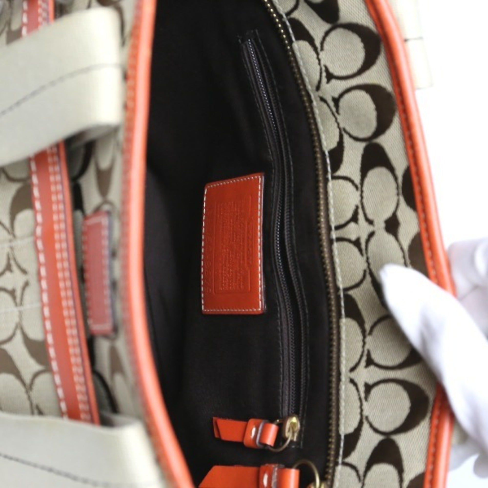 Coach Orange Signature Line Tote Bag (Pre-Owned)