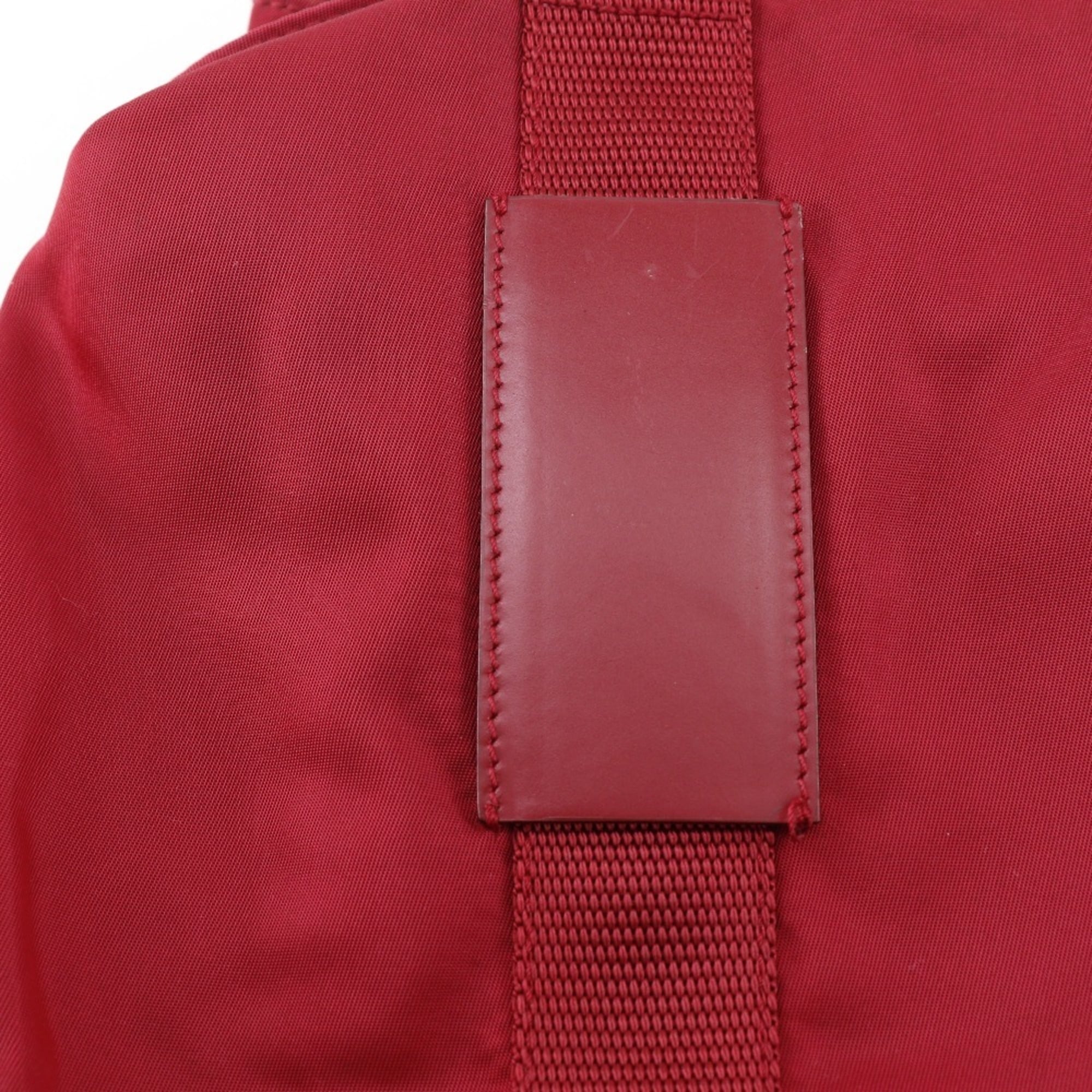 Prada Red Color Nylon Tote Bag (Pre-Owned)