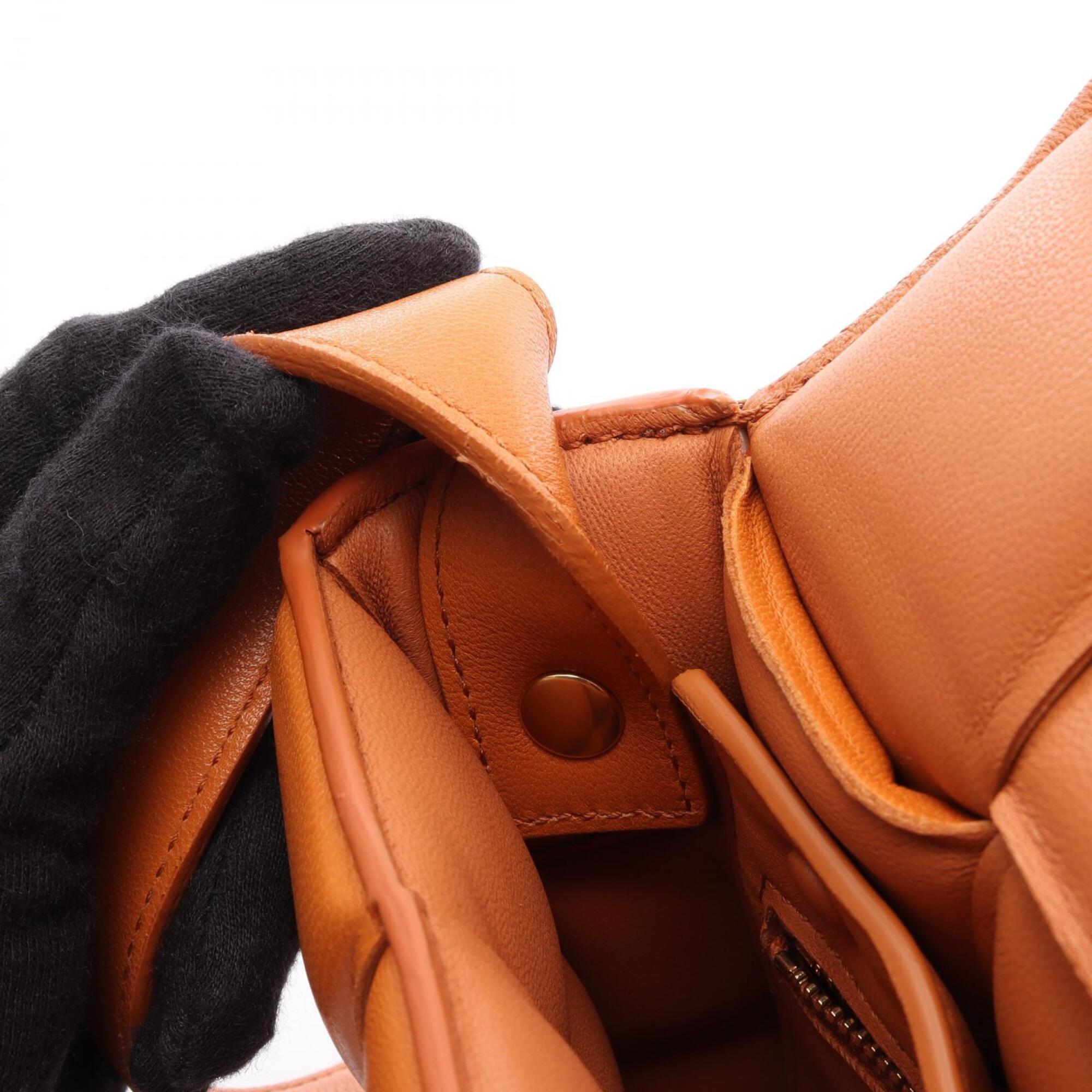 Bottega Veneta Intrecciato Orange Leather Handbag Shoulder Bag (Pre-Owned)