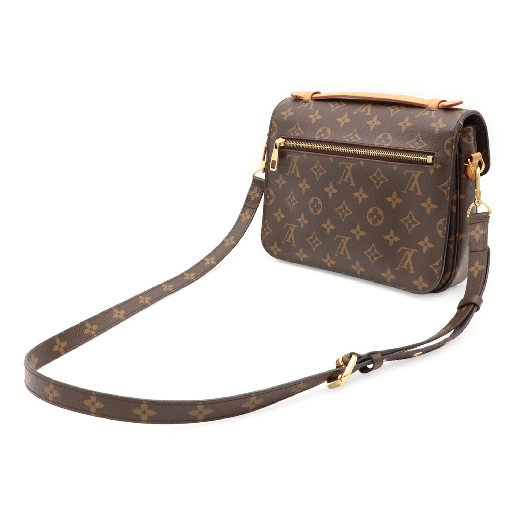 Louis Vuitton Brown Monogram Canvas Clutch Bag Handbag Pochette Shoulder Bag (Pre-Owned)