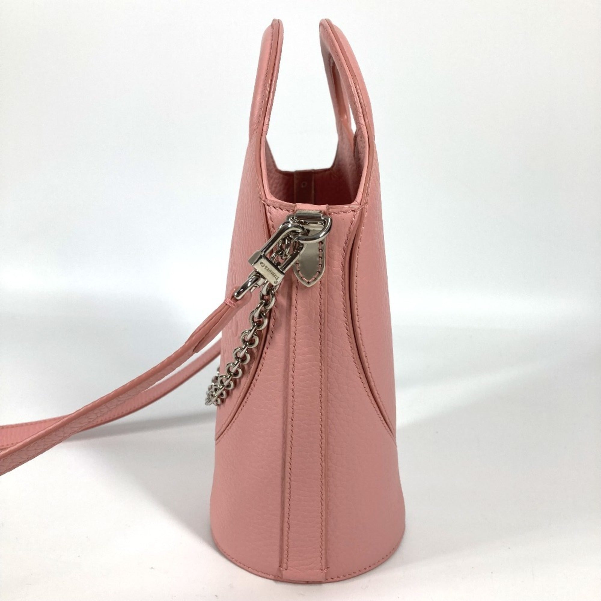 Tiffany Pink Leather Handbag Pochette Shoulder Bag Sling Bag (Pre-Owned)
