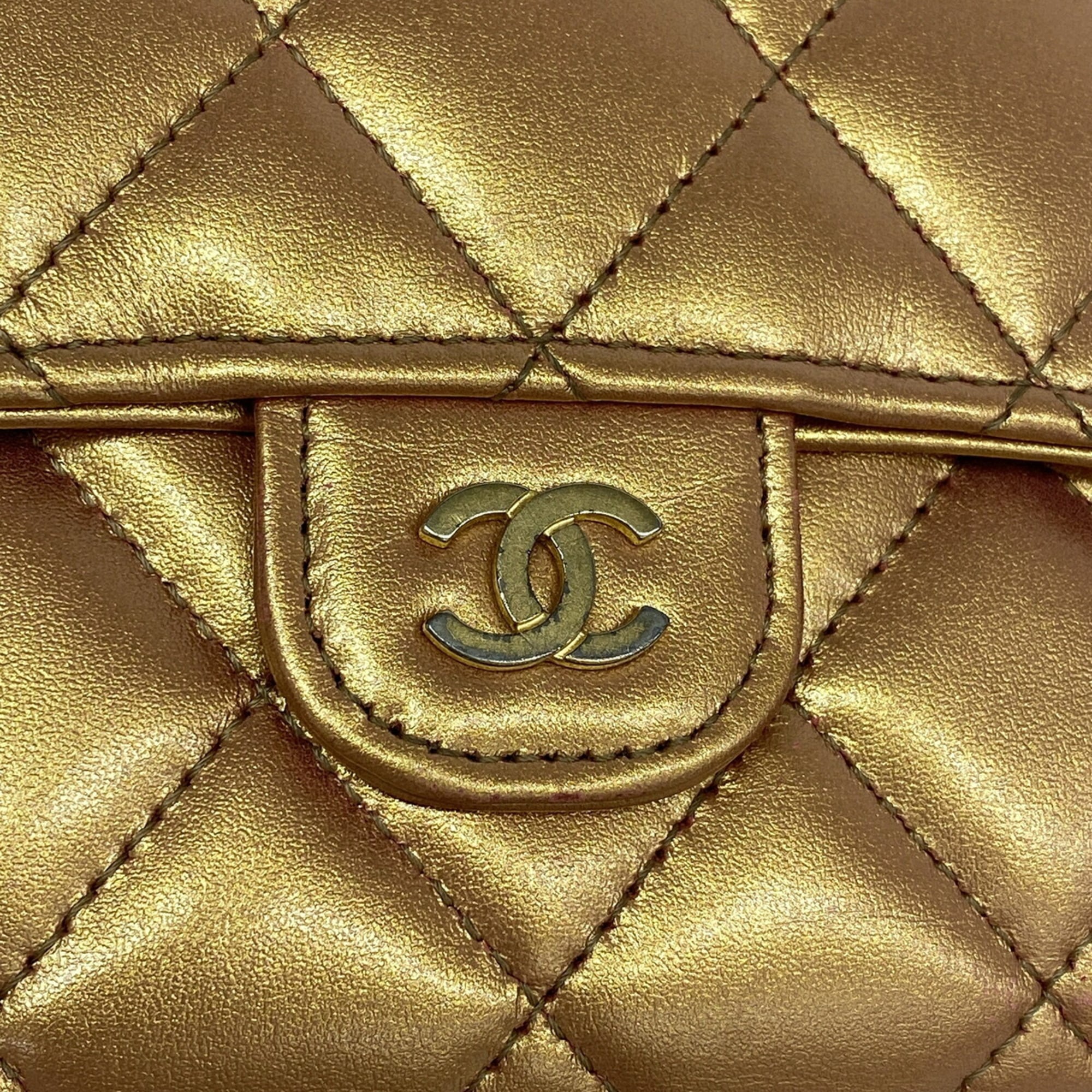 Chanel Metallic Orange Leather Long Wallet (Bi-Fold) (Pre-Owned)