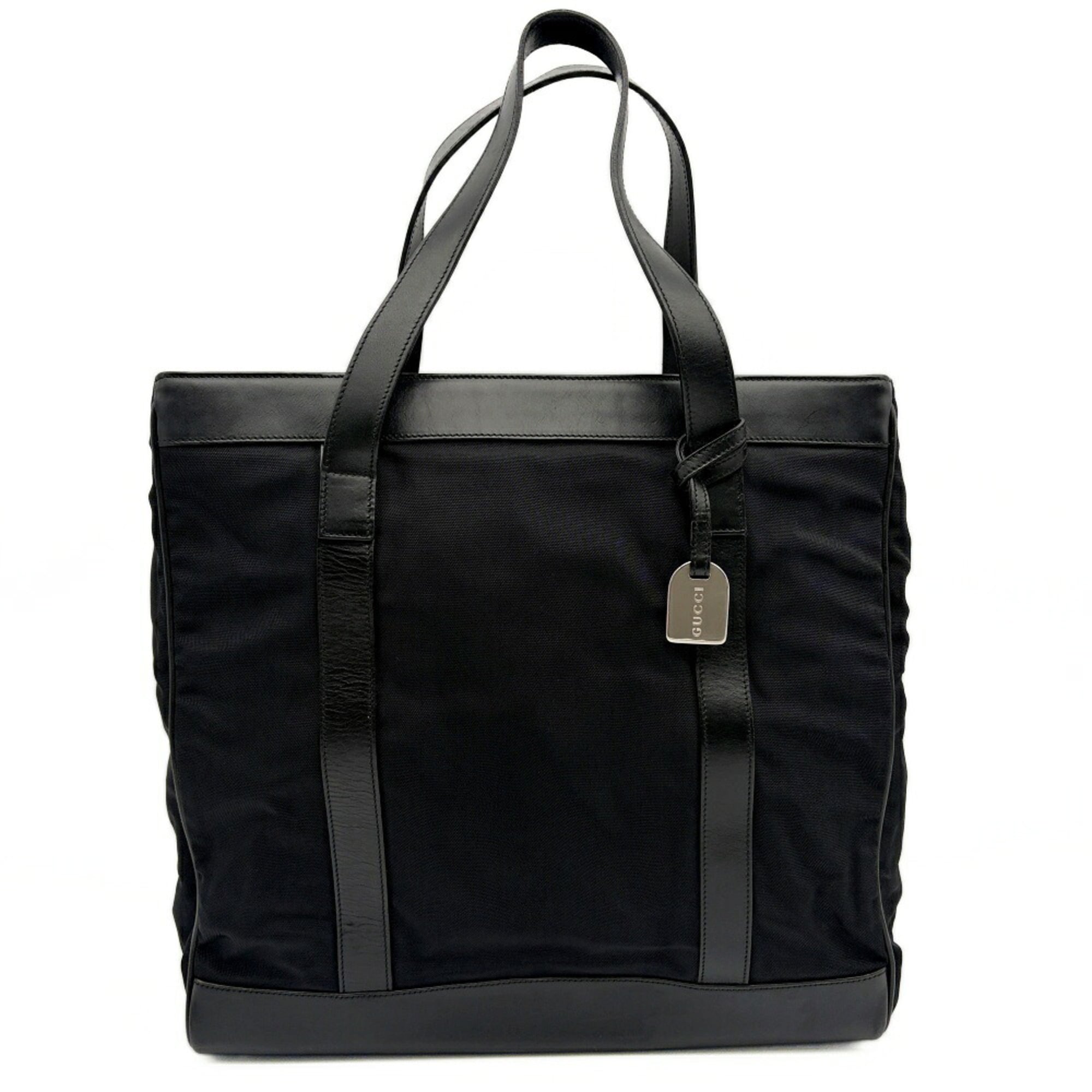 Gucci Black Nylon Leather Tote Bag (Pre-Owned)