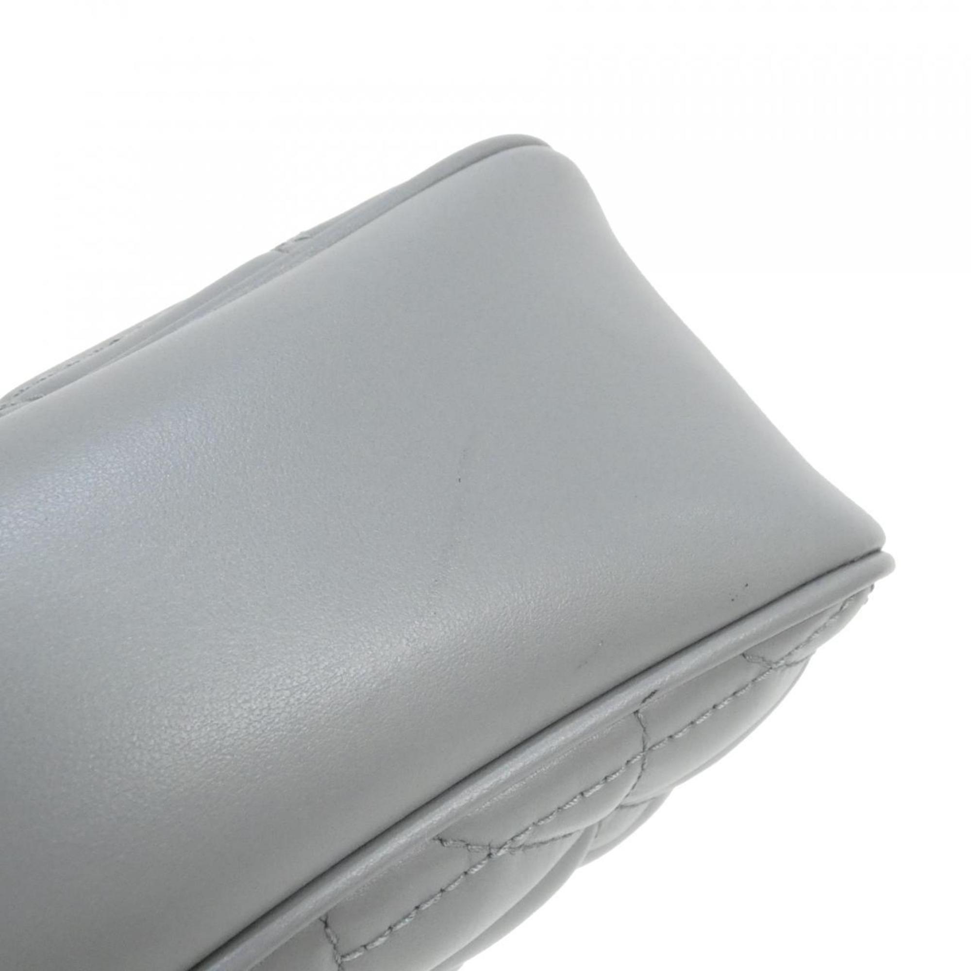 Gucci Gg Marmont Gray Leather Shoulder Bag (Pre-Owned)