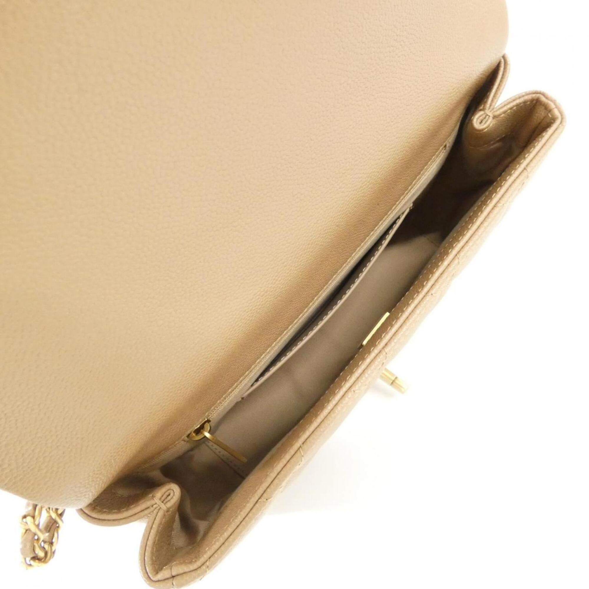 Chanel Beige Grained Calfskin Shoulder Bag (Pre-Owned)