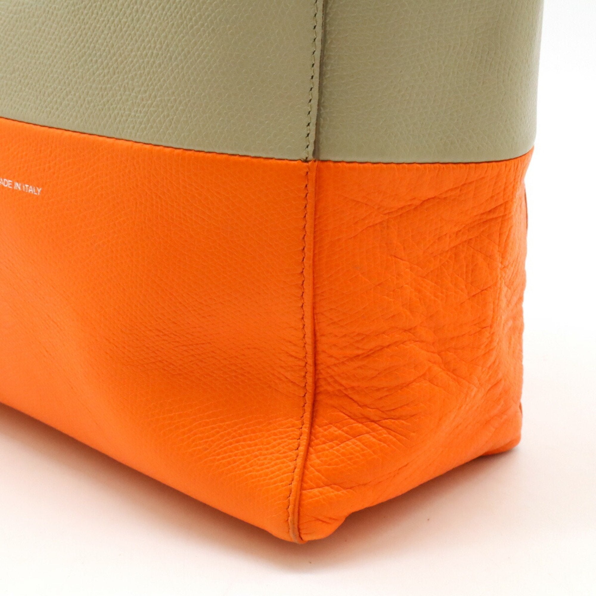 Celine Cabas Beige Orange Sand Leather Shoulder Bag Tote Bag (Pre-Owned)