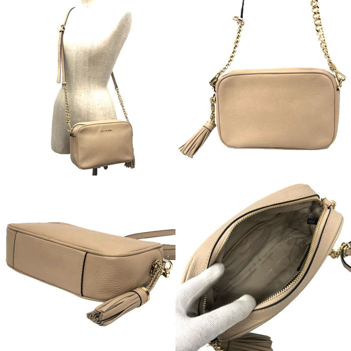 Michael Kors Beige Leather Pochette Shoulder Bag (Pre-Owned)