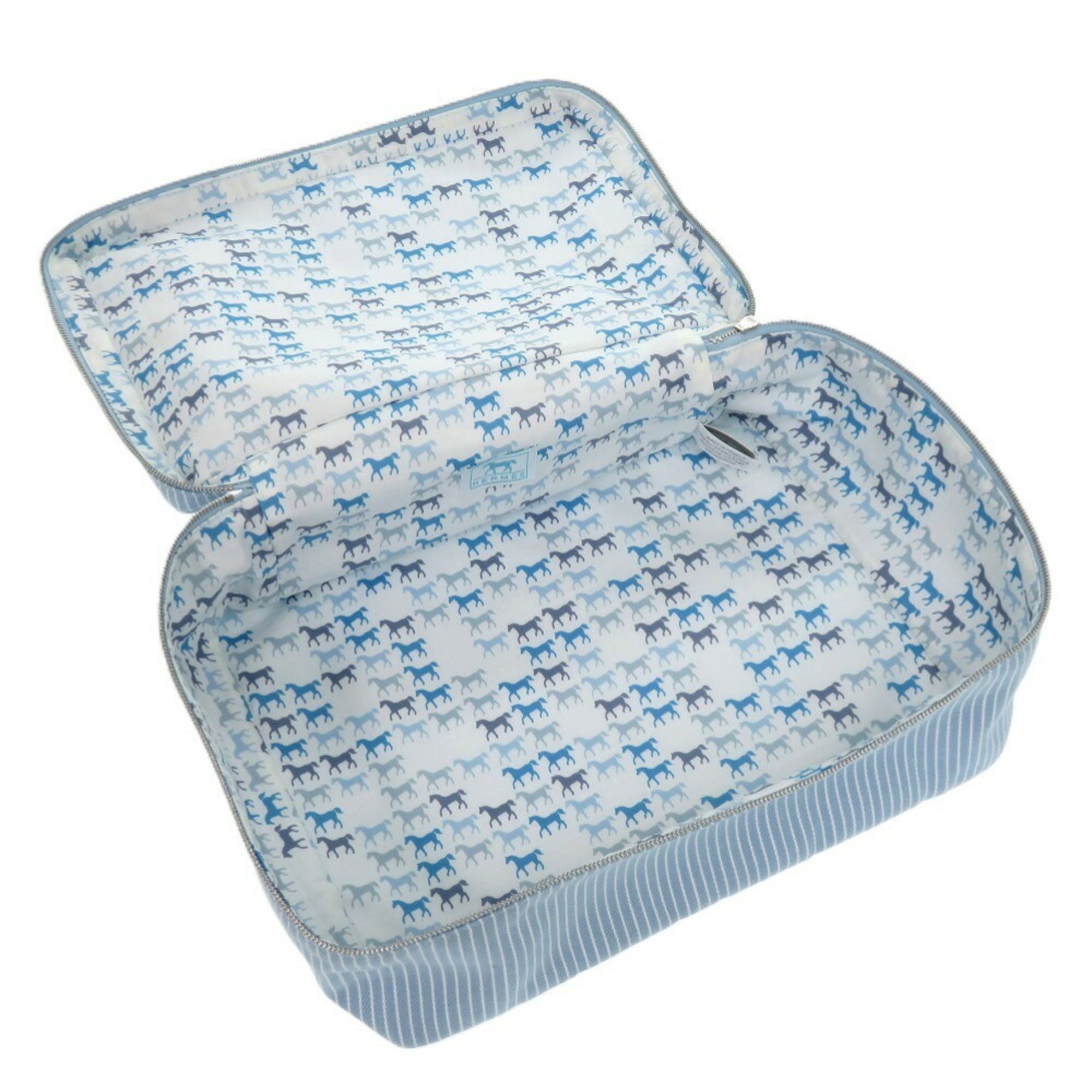 Hermes Blue White Cotton Pouch (Pre-Owned)