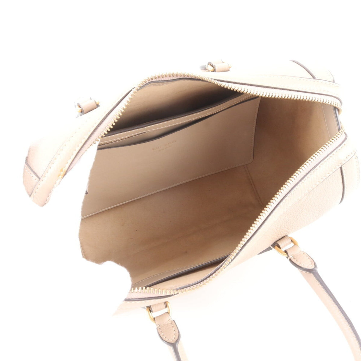Kate Spade Gold Pink Beige Leather Handbag Shoulder Bag Tote Bag (Pre-Owned)
