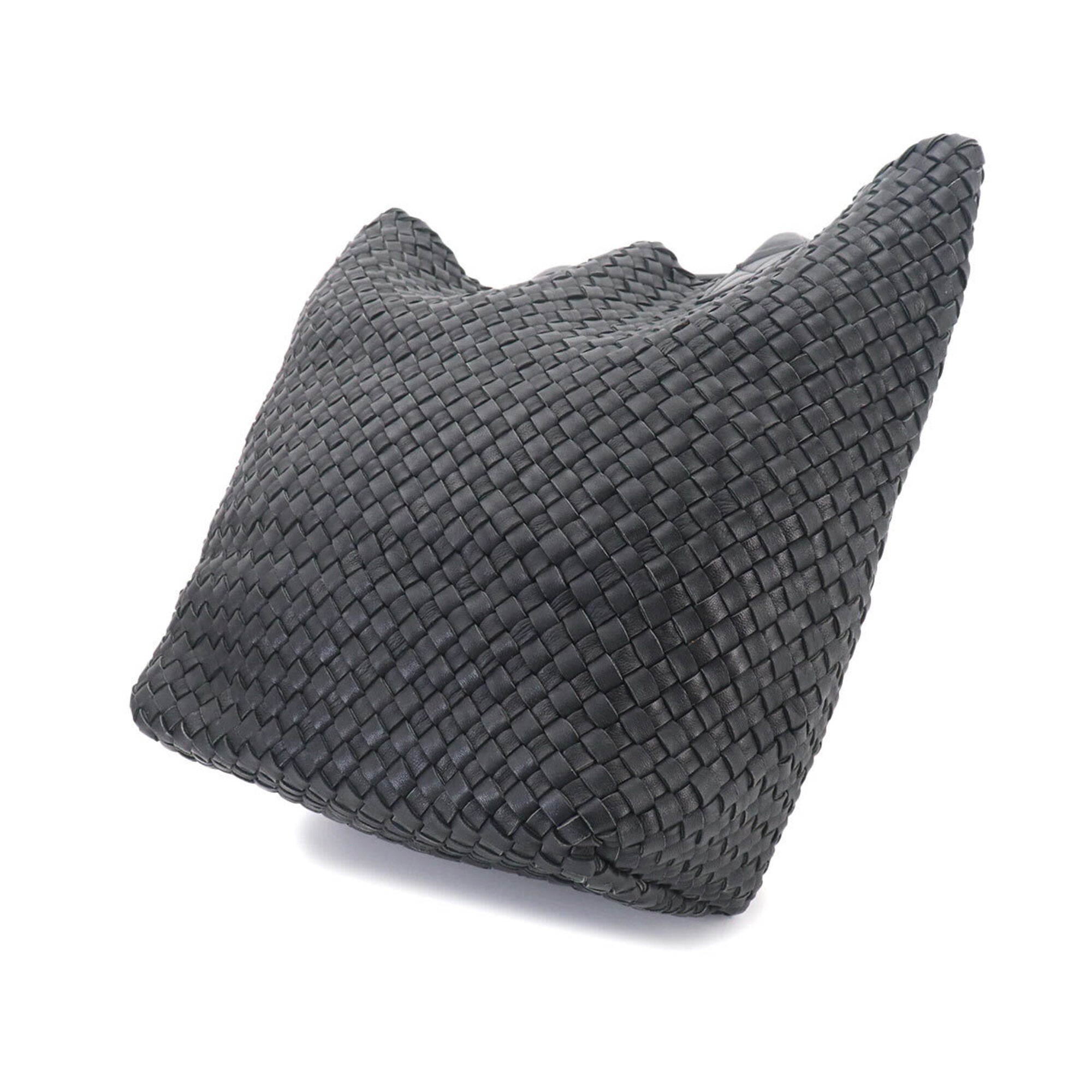 Bottega Veneta Black Intrecciato Leather Handbag Tote Bag (Pre-Owned)