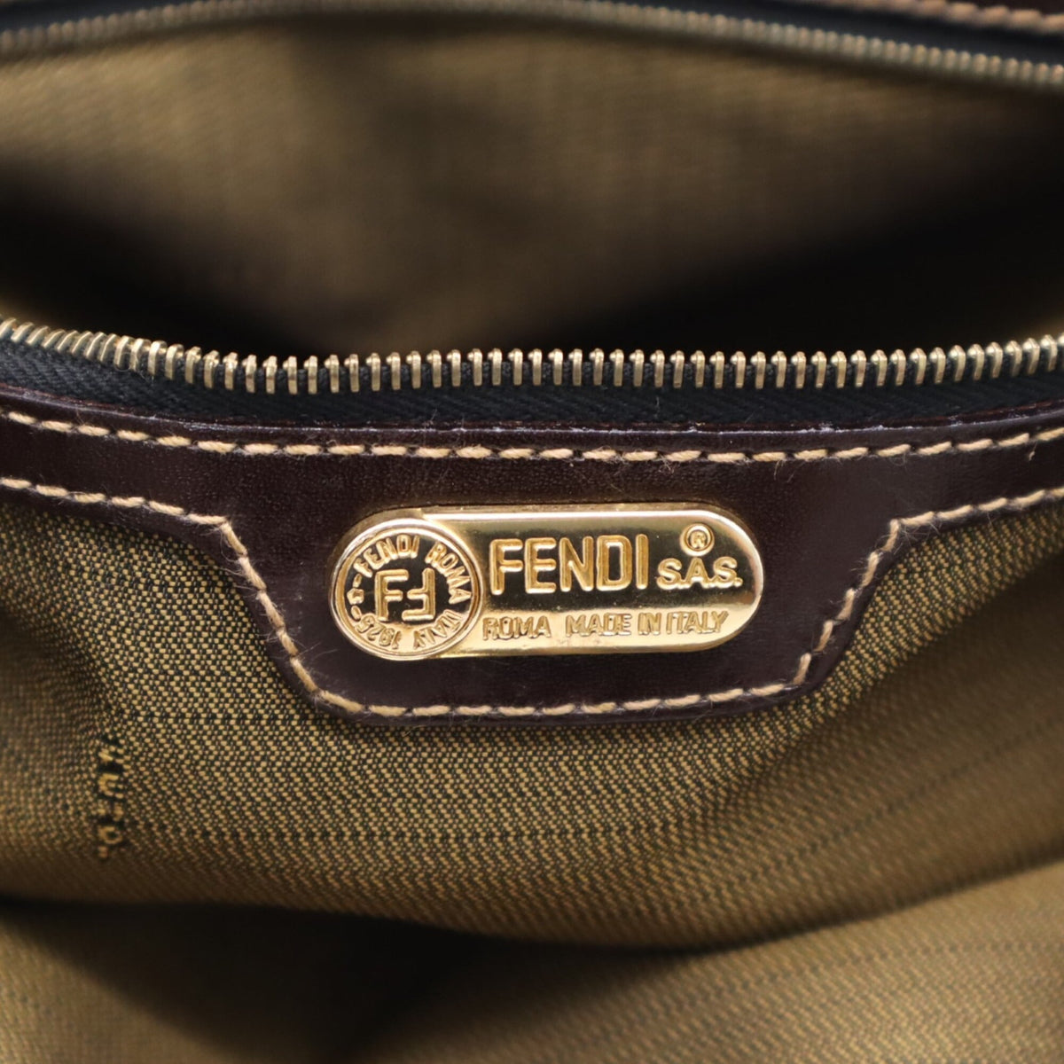 Fendi Zucca Brown Canvas Leather Handbag Tote Bag (Pre-Owned)