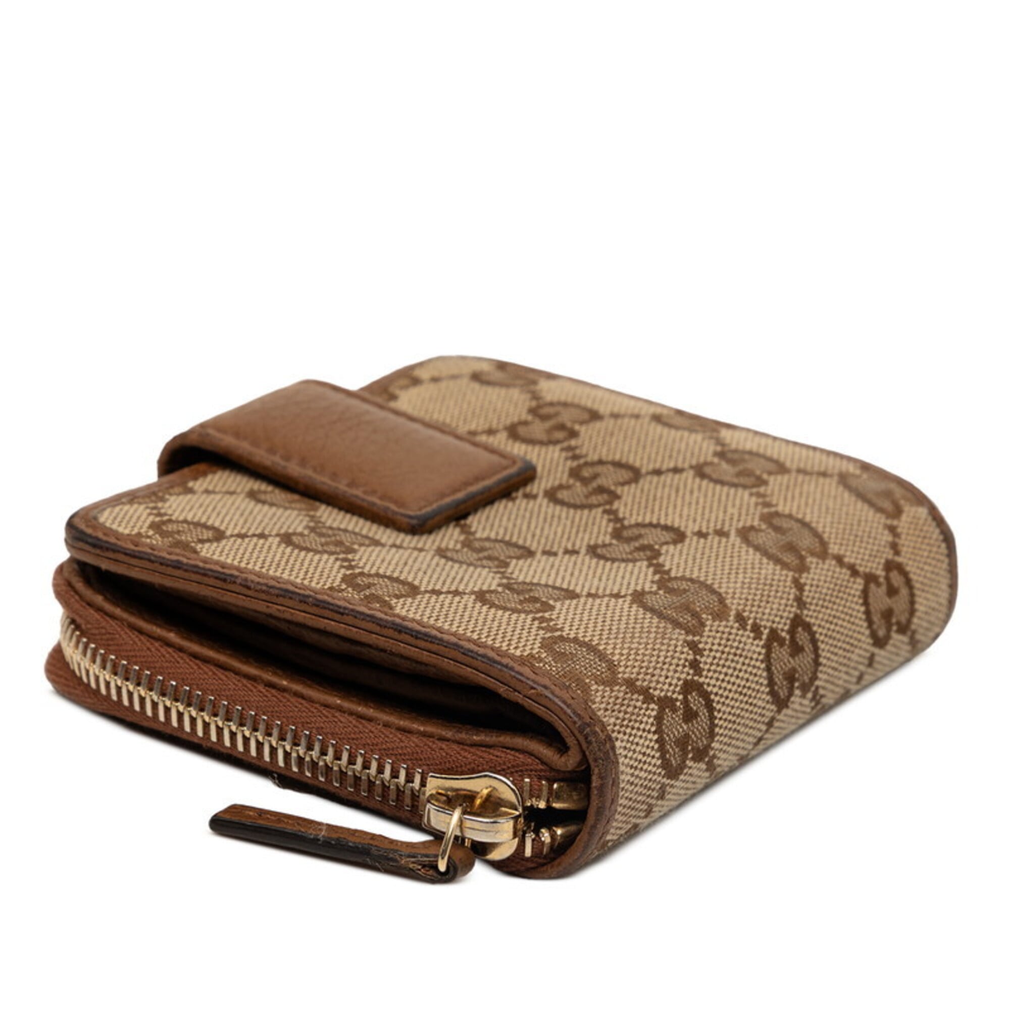 Gucci Beige Brown Canvas Leather Wallet (Bi-Fold) (Pre-Owned)