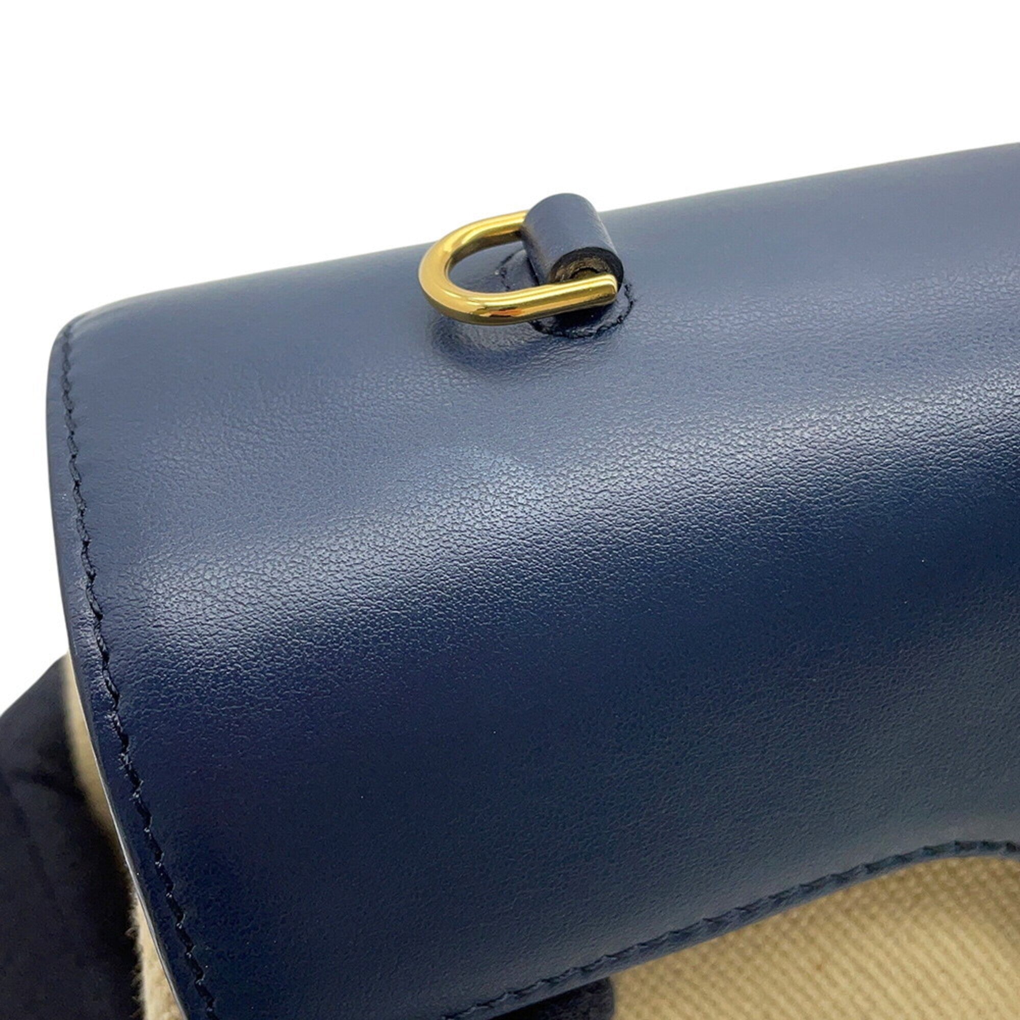Celine Navy Raffia Handbag Shoulder Bag (Pre-Owned)