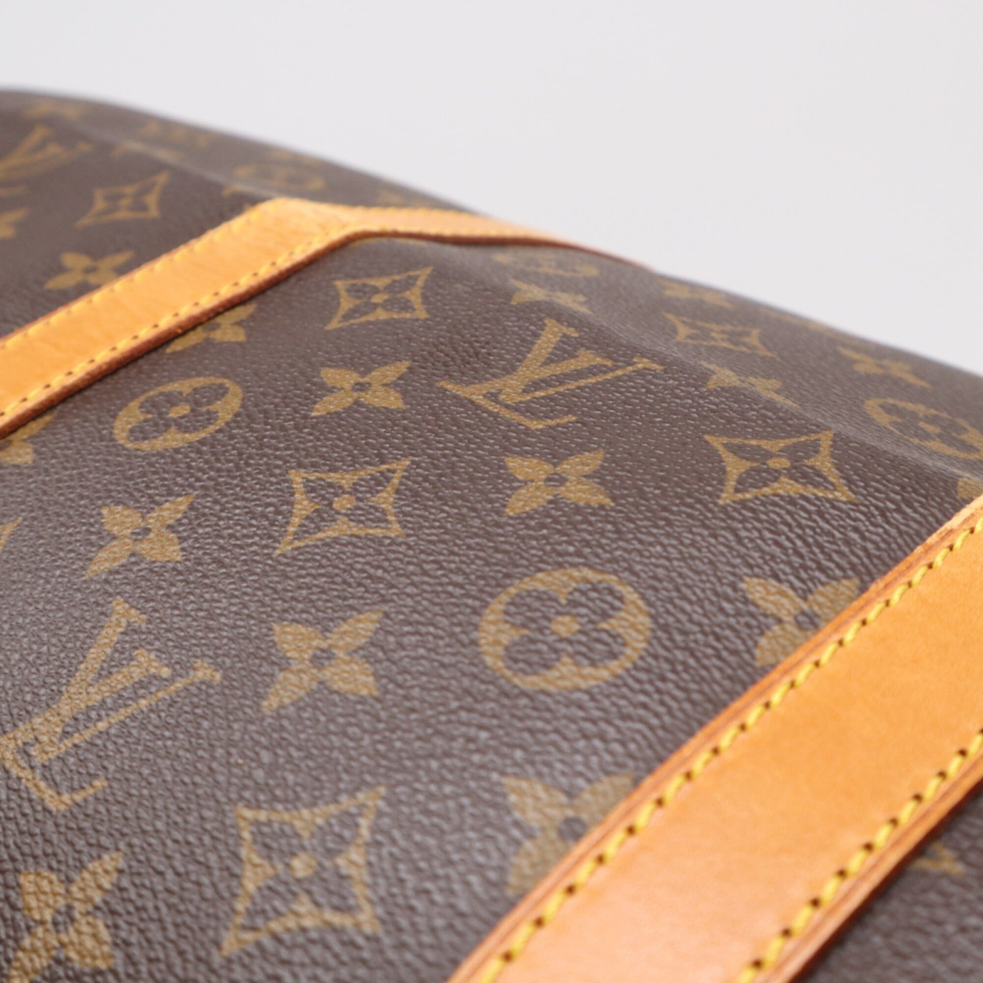 Louis Vuitton Monogram Beige Brown Coated Canvas Leather Boston Bag (Pre-Owned)