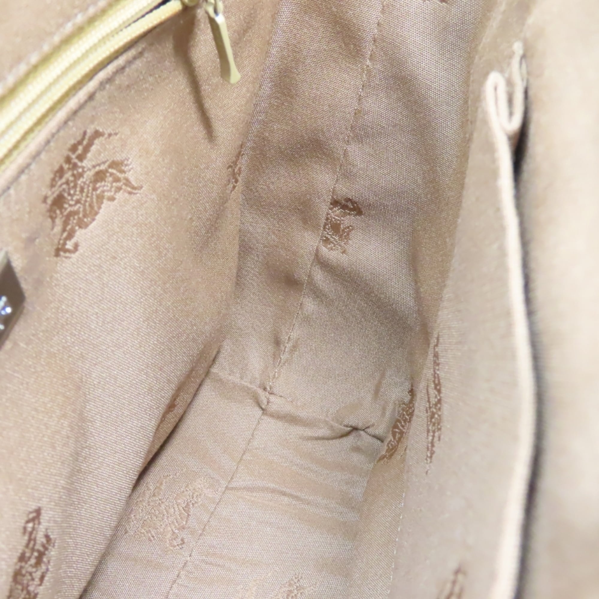 Burberry Beige Black Canvas Leather Shoulder Bag (Pre-Owned)