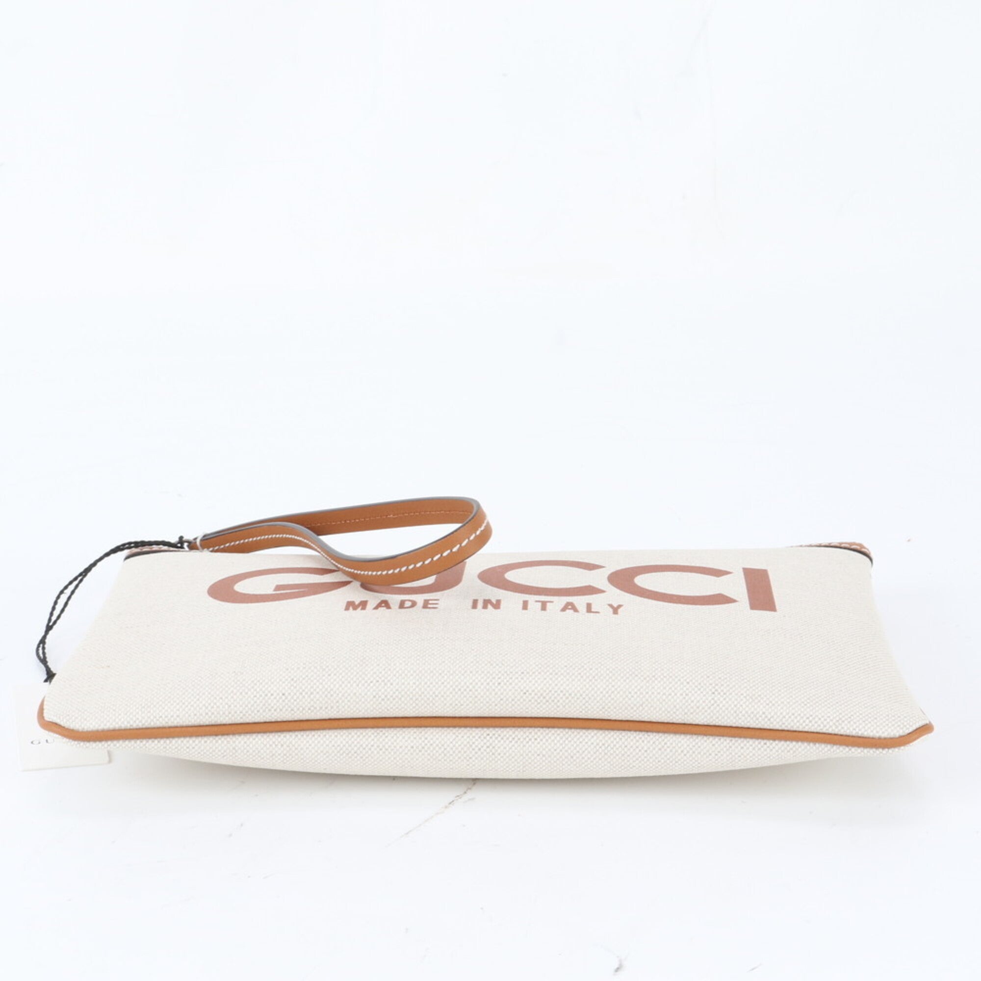Gucci Beige Leather Canvas Handbag (Pre-Owned)