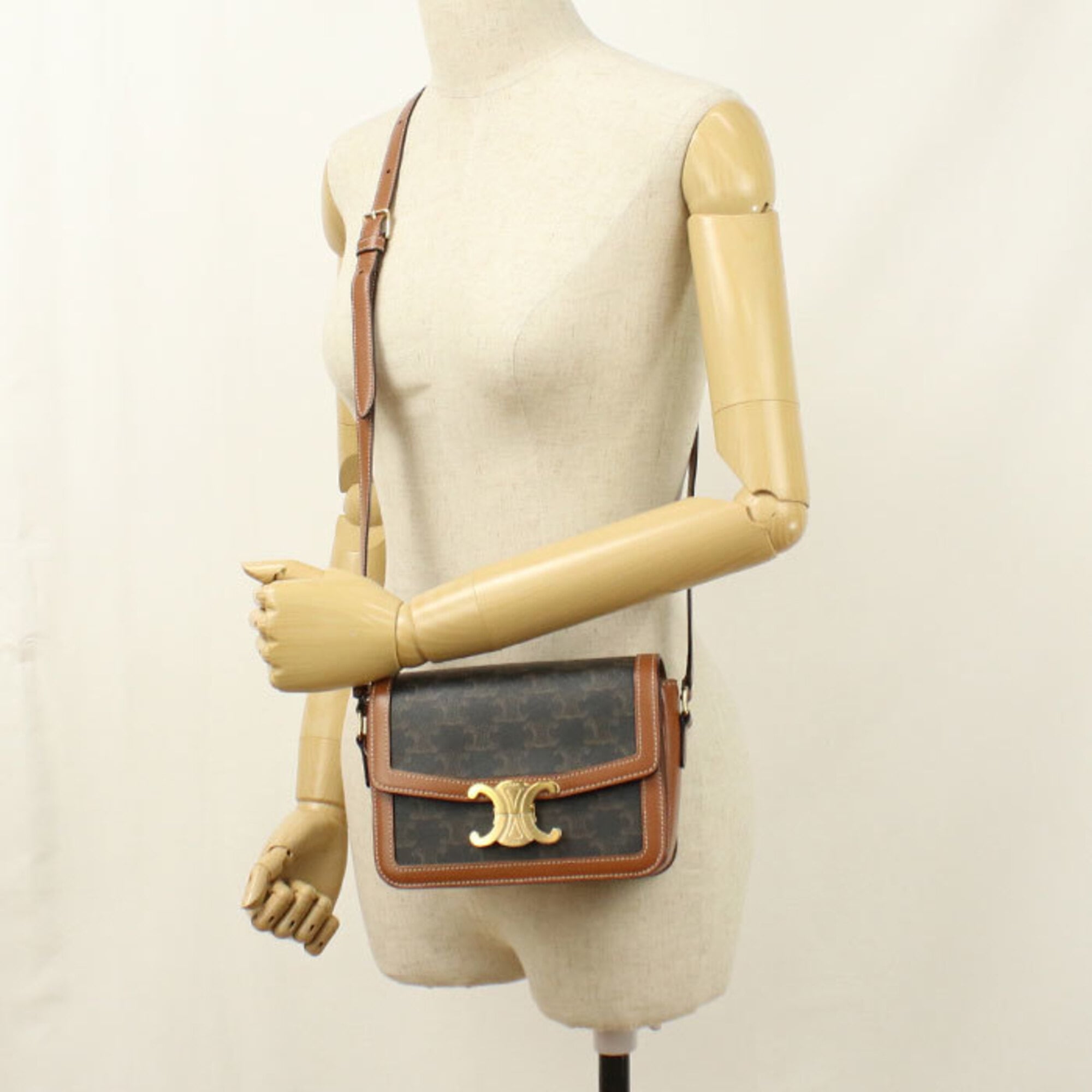 Celine Black Canvas Leather Shoulder Bag (Pre-Owned)