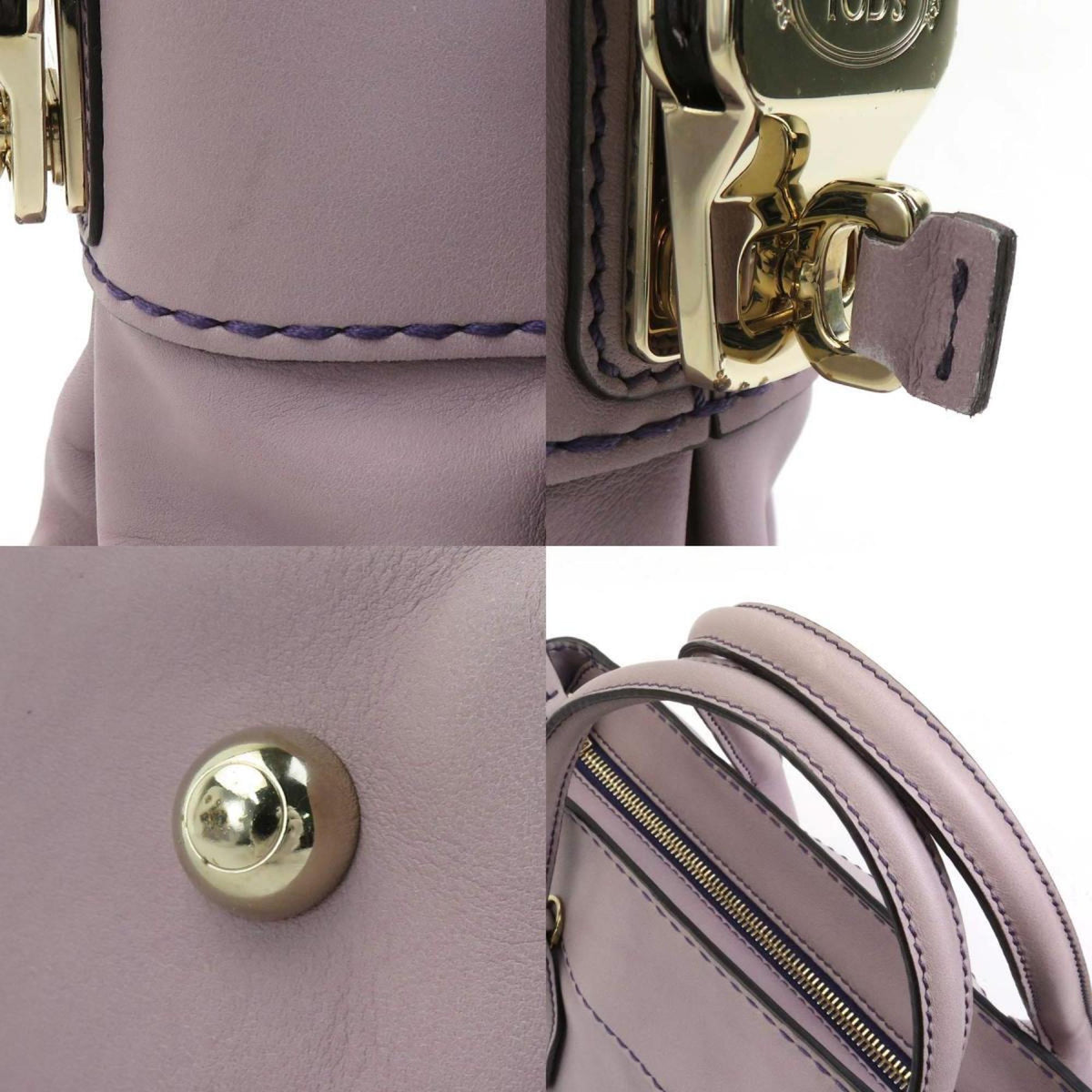 Tod's Purple Leather Handbag Shoulder Bag (Pre-Owned)