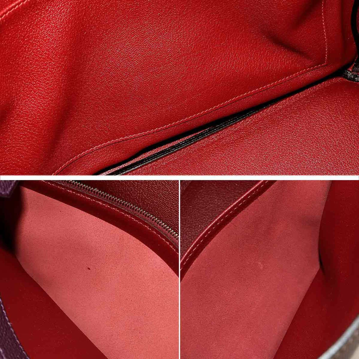 Hermes Chocolat Raisin Rouge H Togo Leather Handbag (Pre-Owned)