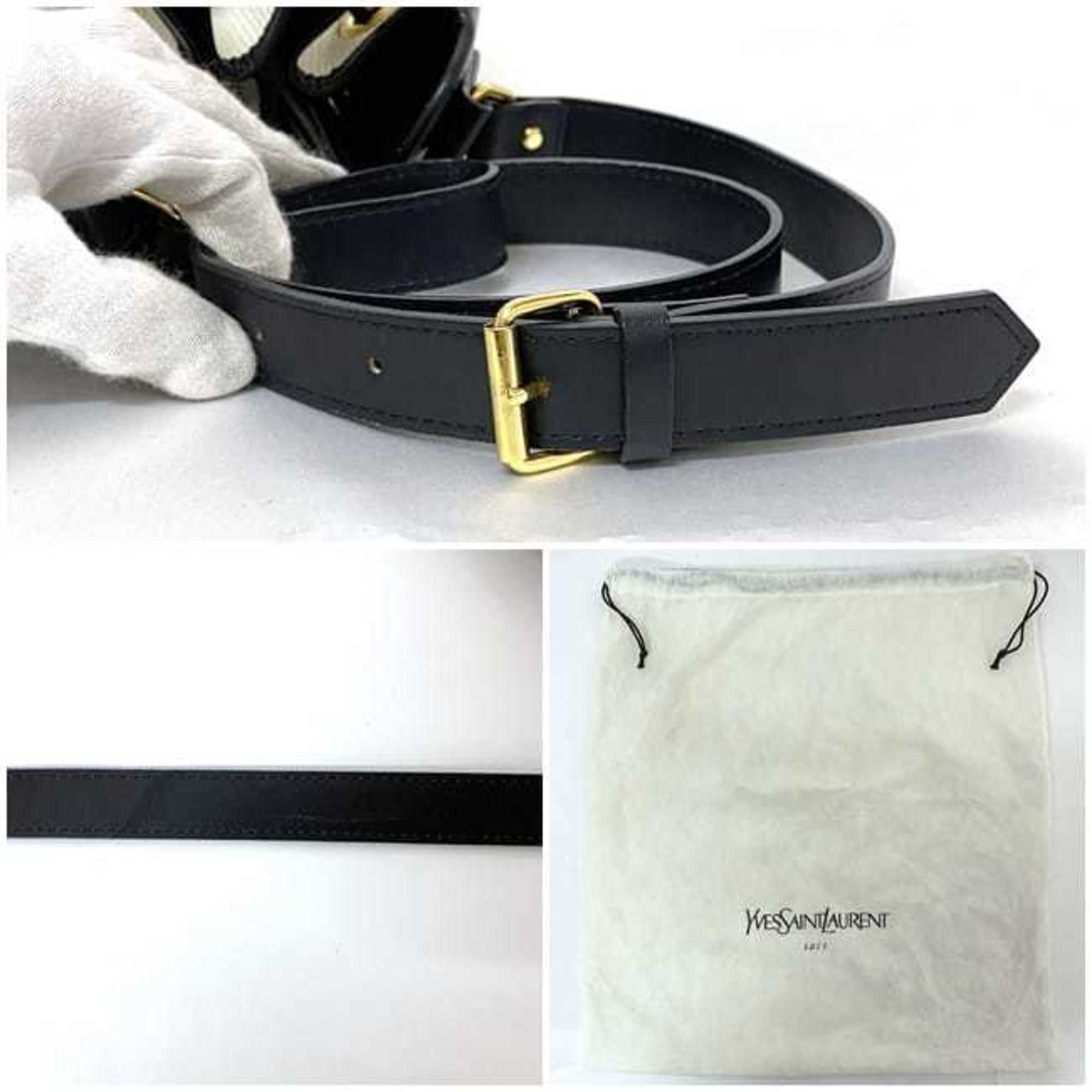 Yves Saint Laurent Navy White Pvc Leather Shoulder Bag (Pre-Owned)