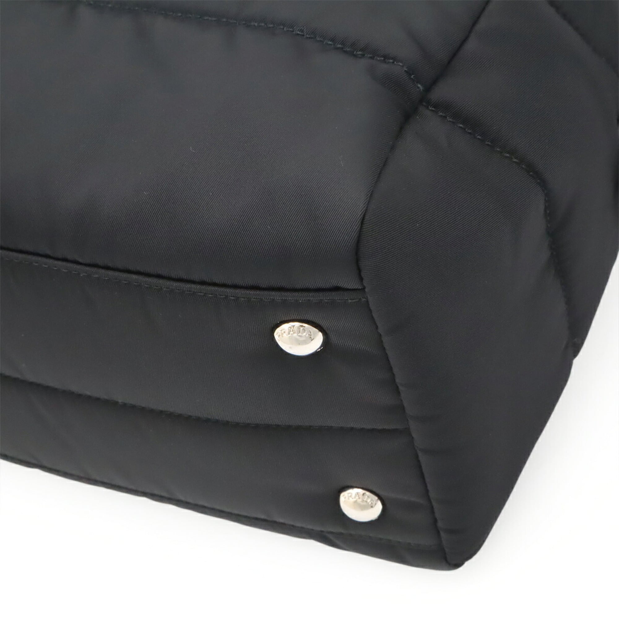 Prada Black Nero Nylon Leather Boston Bag Handbag Shoulder Bag (Pre-Owned)
