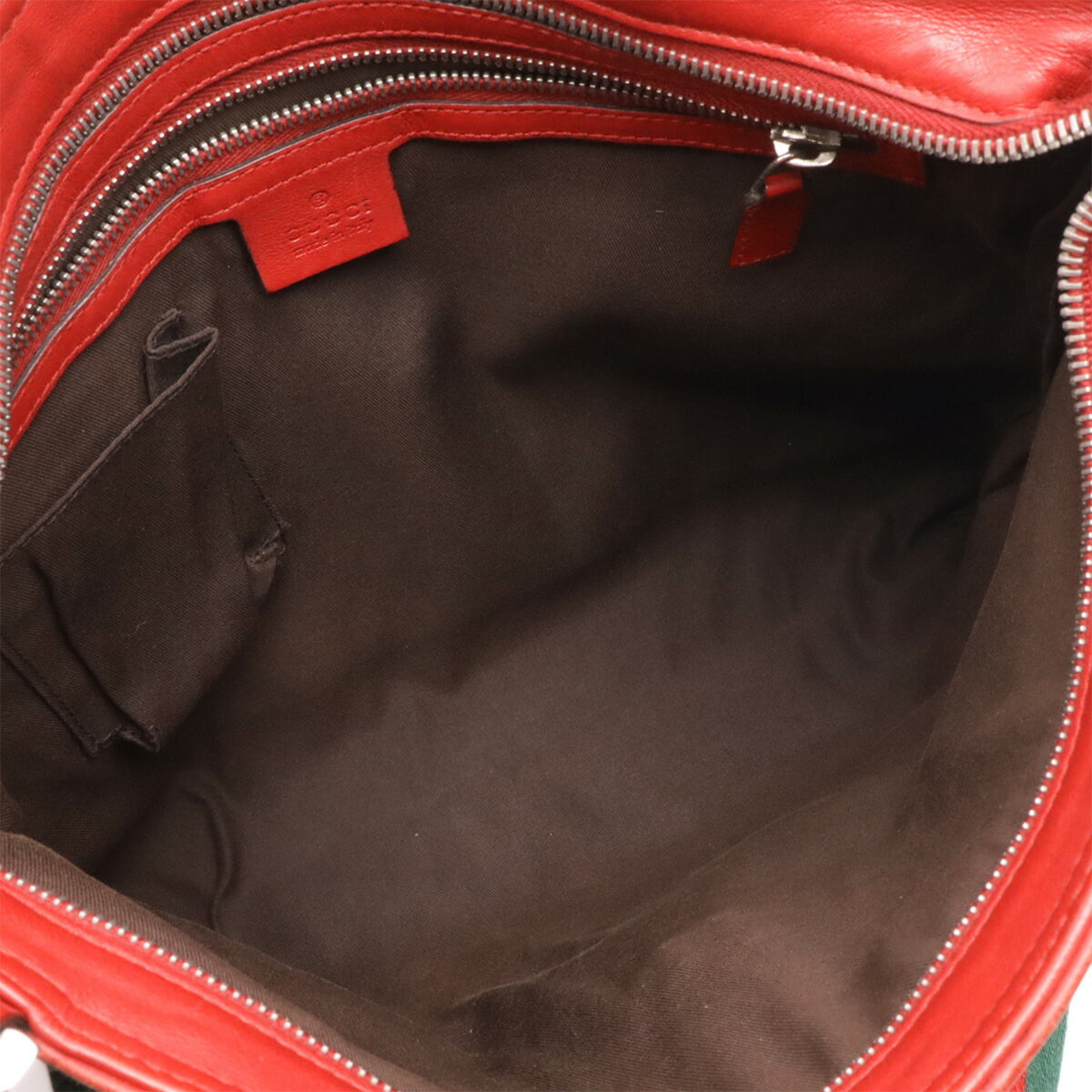 Gucci Red Color Leather Canvas Messenger Bag Shoulder Bag (Pre-Owned)