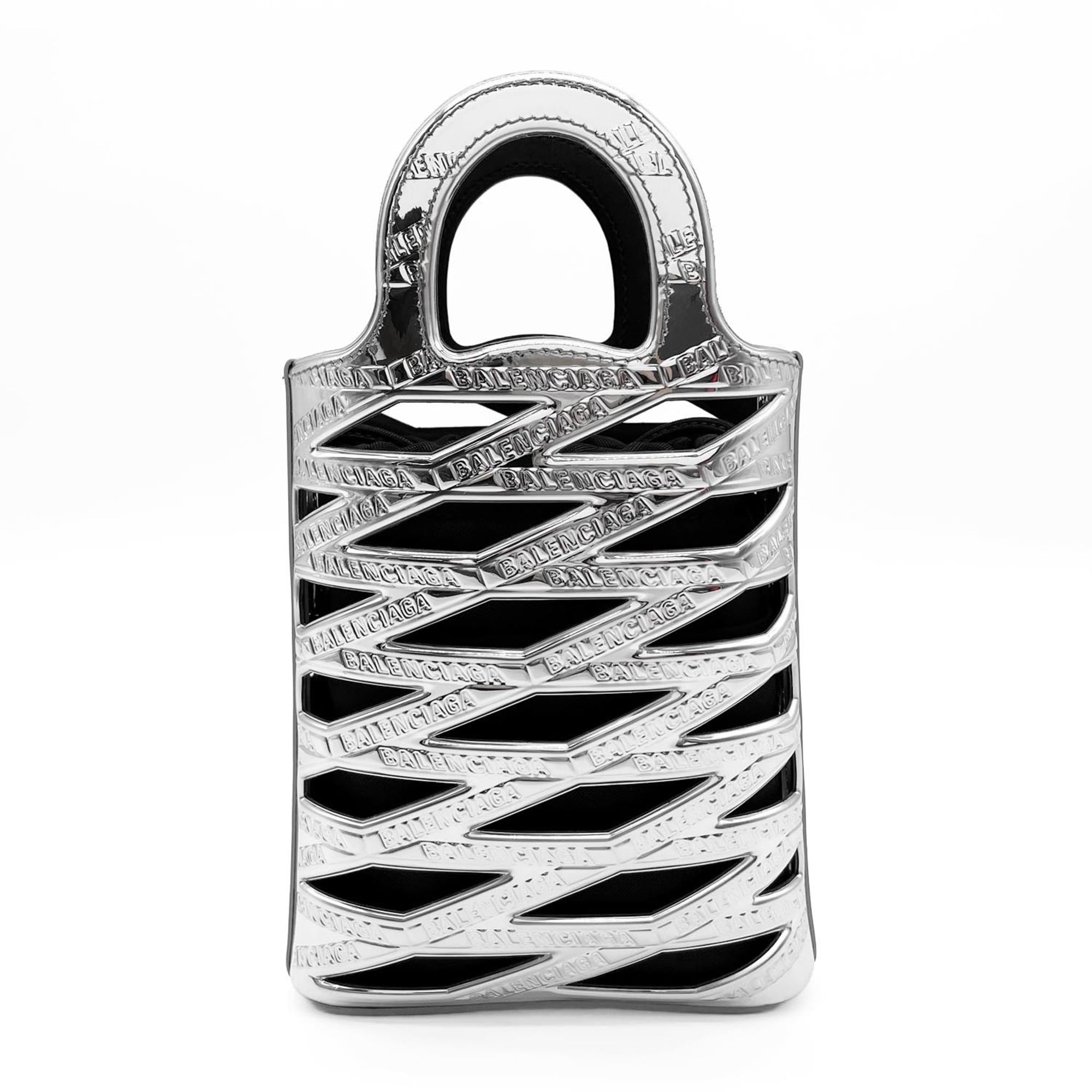 Balenciaga Silver Patent Leather Basket Shoulder Bag (Pre-Owned)