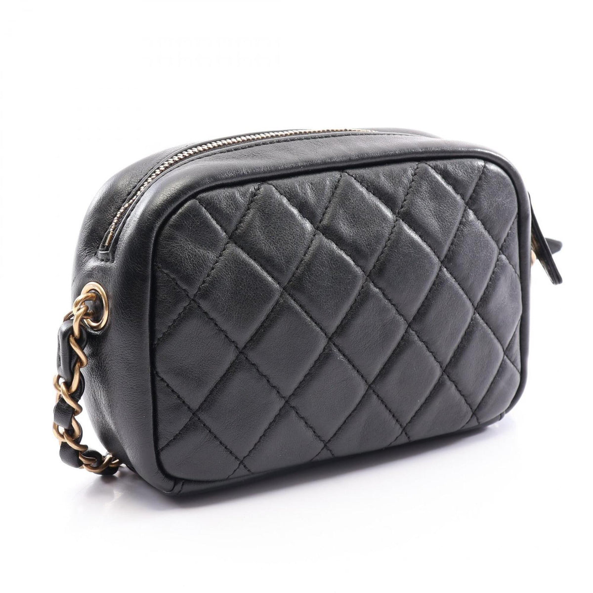 Chanel Black Leather Handbag Shoulder Bag (Pre-Owned)