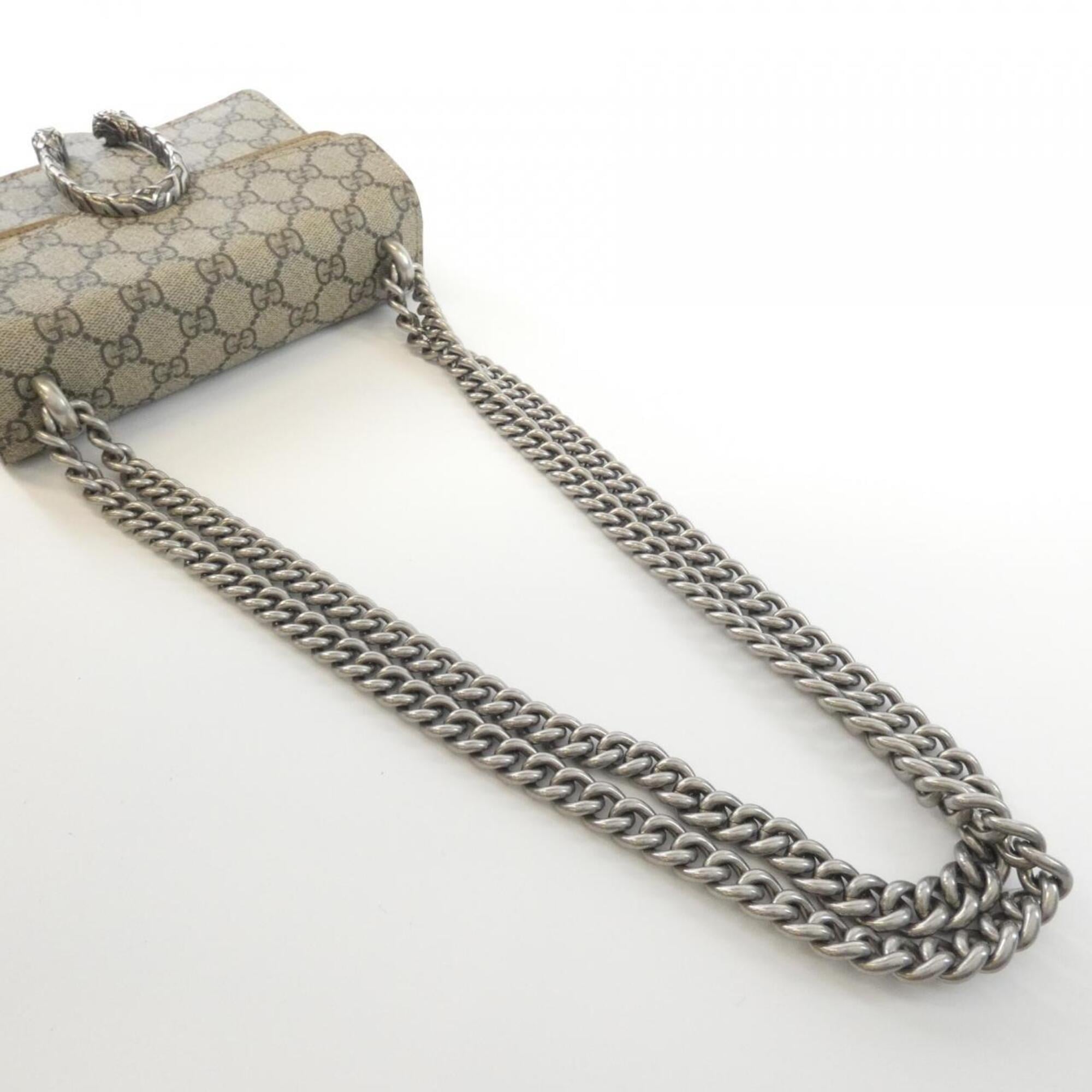 Gucci Beige Suede Gg Supreme Canvas Shoulder Bag (Pre-Owned)