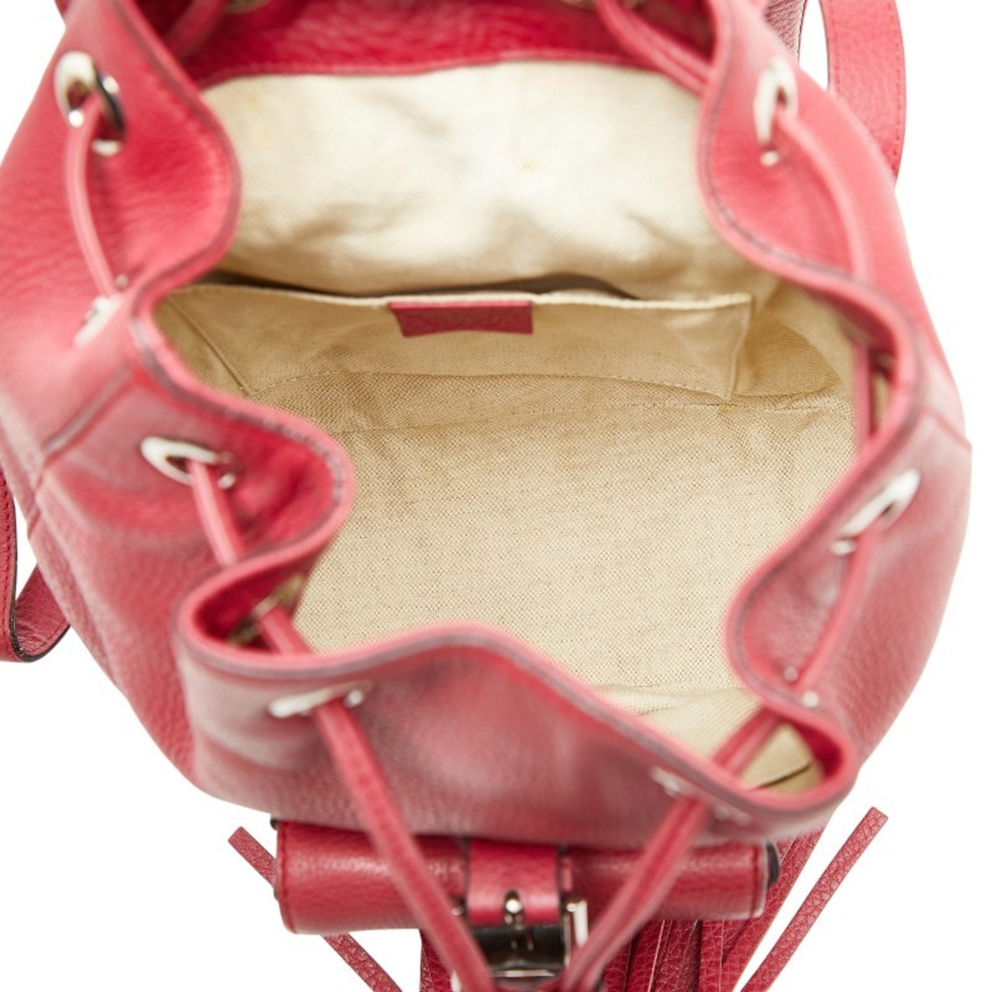 Gucci Red Color Leather Backpack (Pre-Owned)