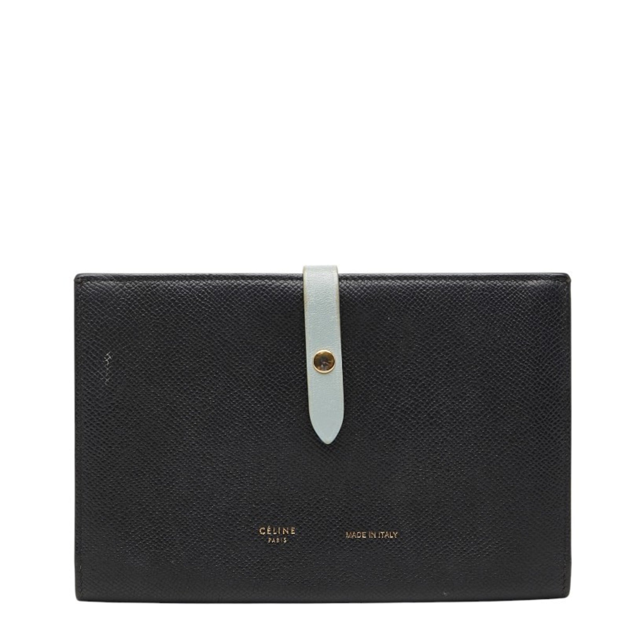Celine Black Blue Leather Long Wallet (Bi-Fold) (Pre-Owned)