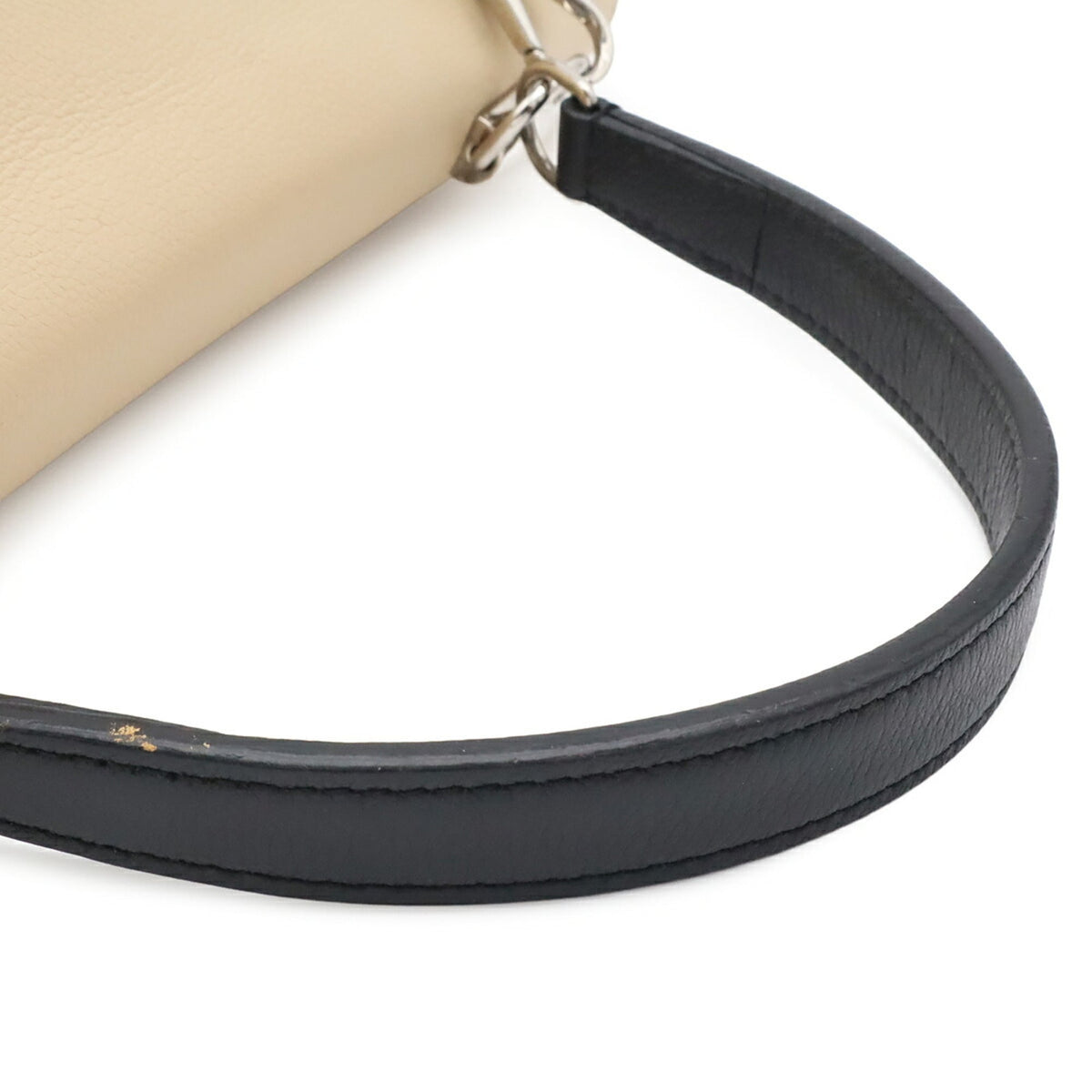Louis Vuitton Beige Black Leather Handbag Shoulder Bag (Pre-Owned)