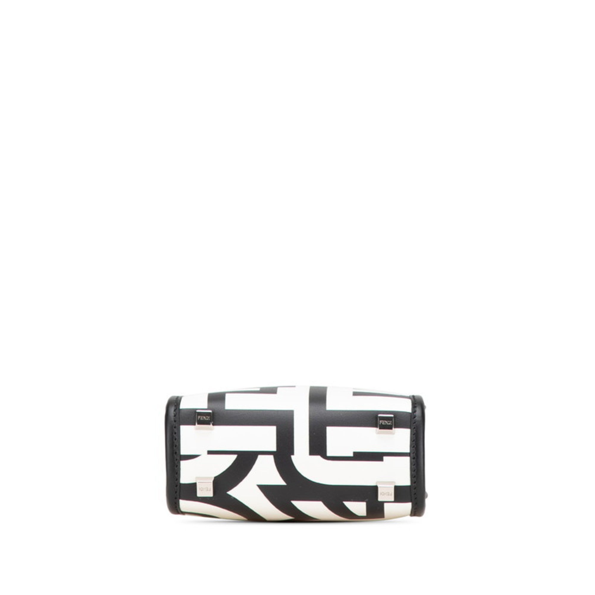 Fendi Black White Leather Handbag Shoulder Bag (Pre-Owned)