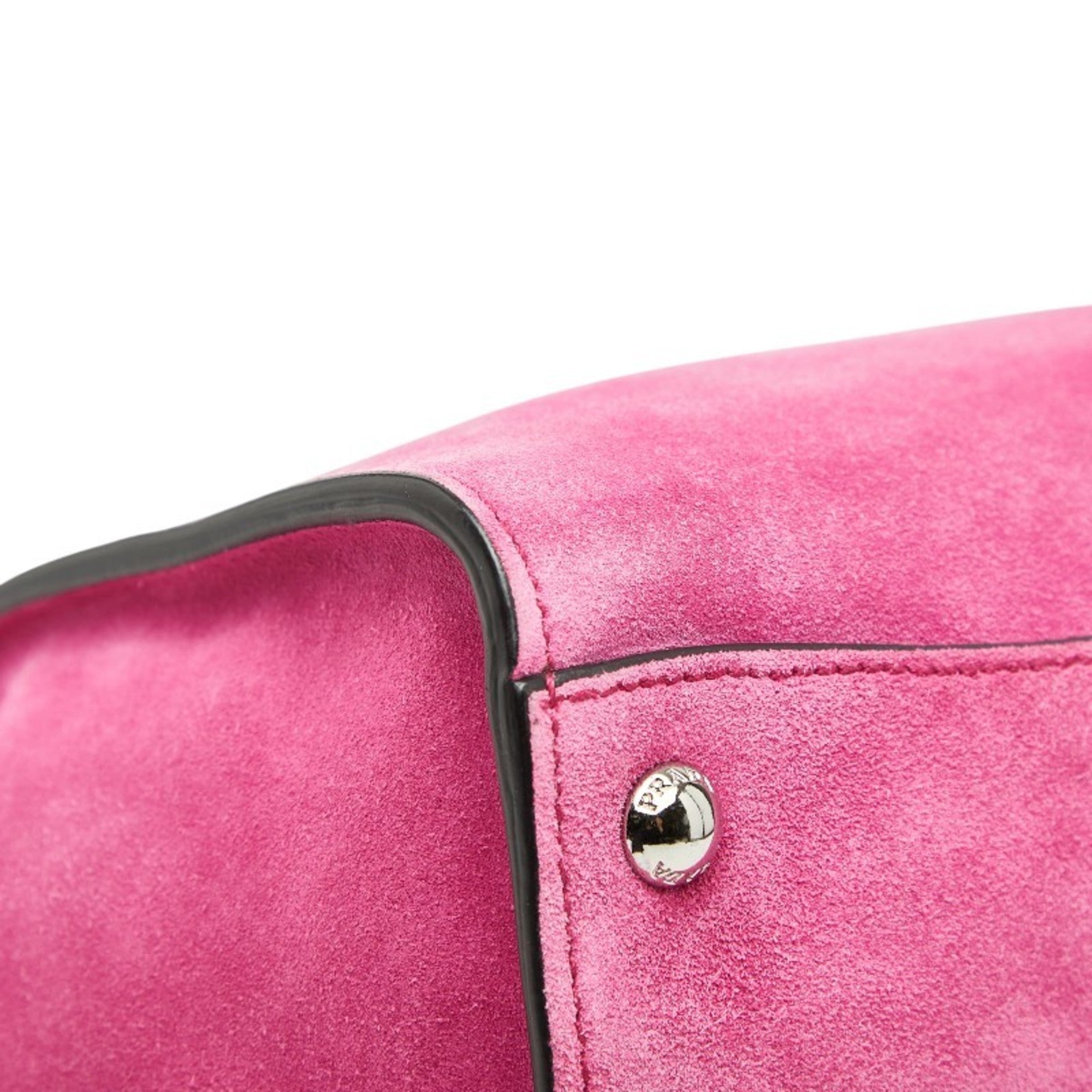 Prada Pink Suede Handbag Shoulder Bag (Pre-Owned)
