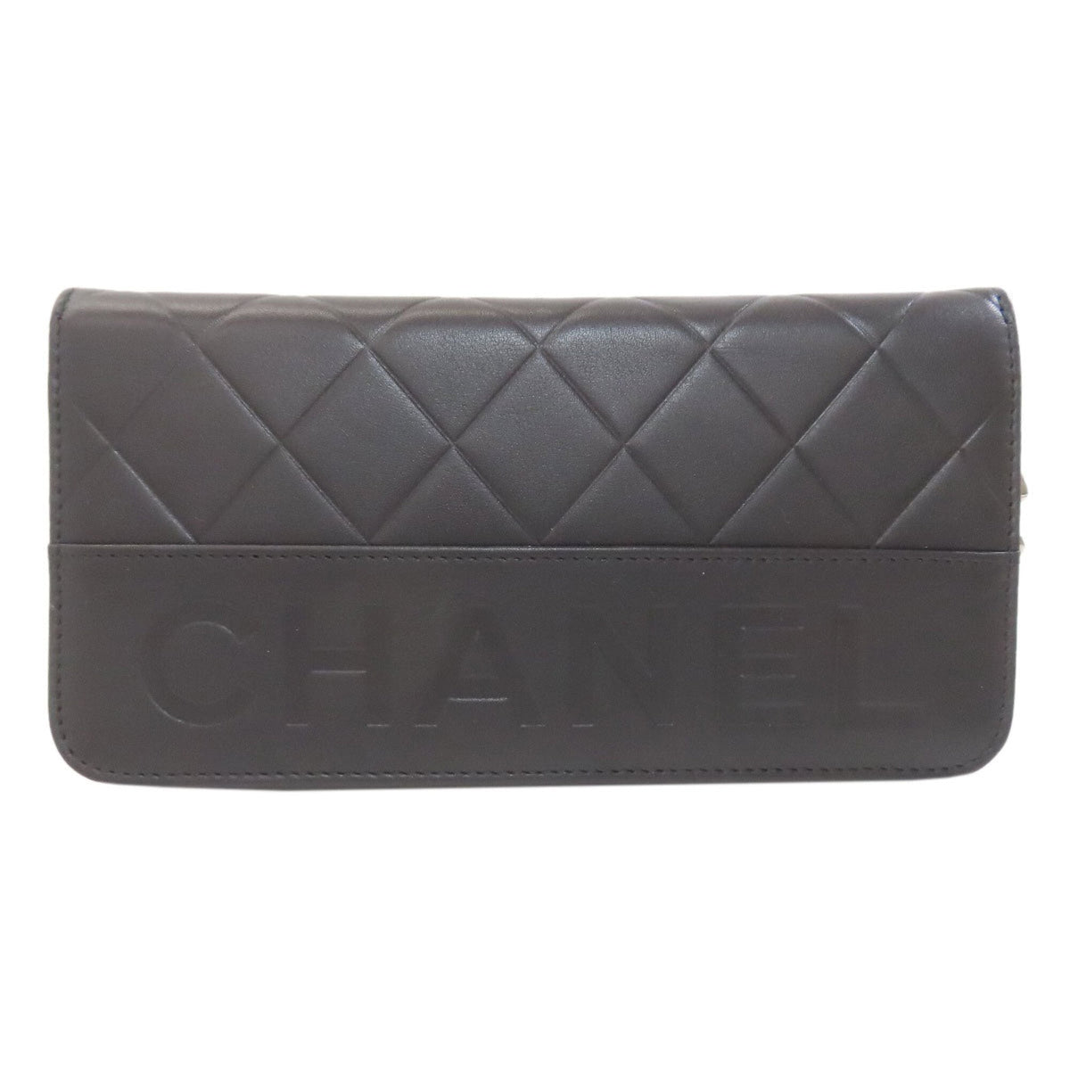 Chanel Black Leather Long Wallet (Bi-Fold) (Pre-Owned)