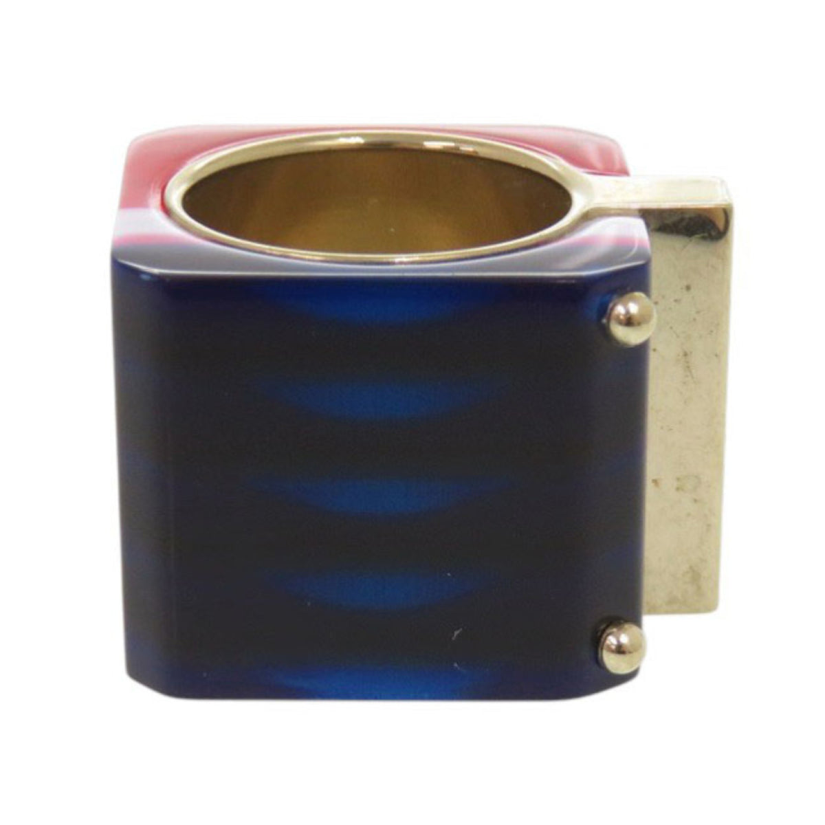 Christian Dior Gold Blue Red Color Gold Plating Plastic Band Ring (Pre-Owned)