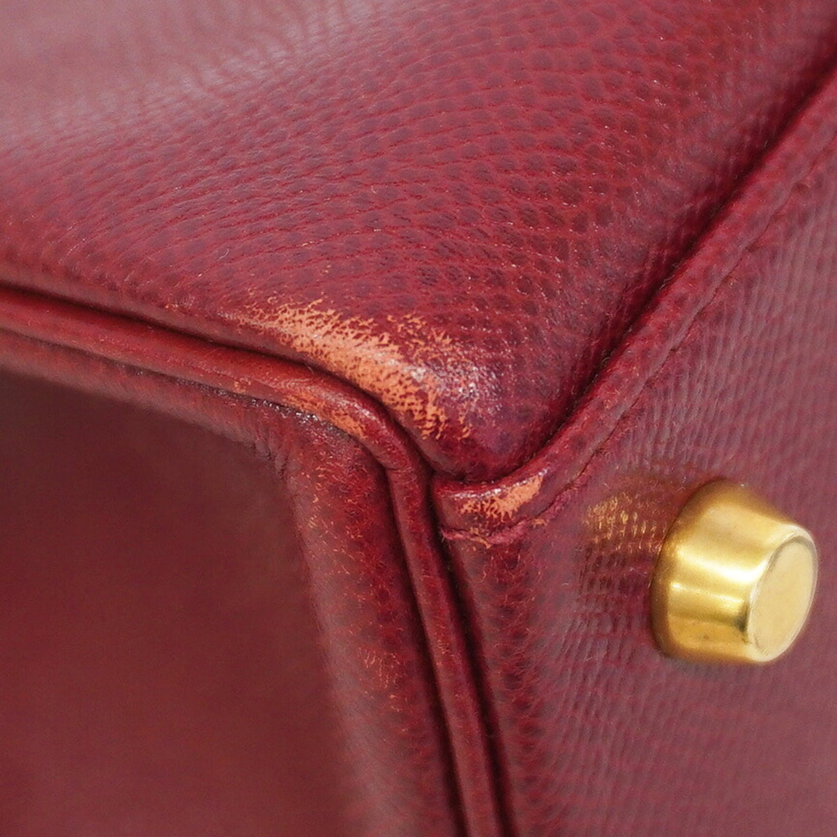 Hermes Rouge H Courchevel Leather Handbag (Pre-Owned)