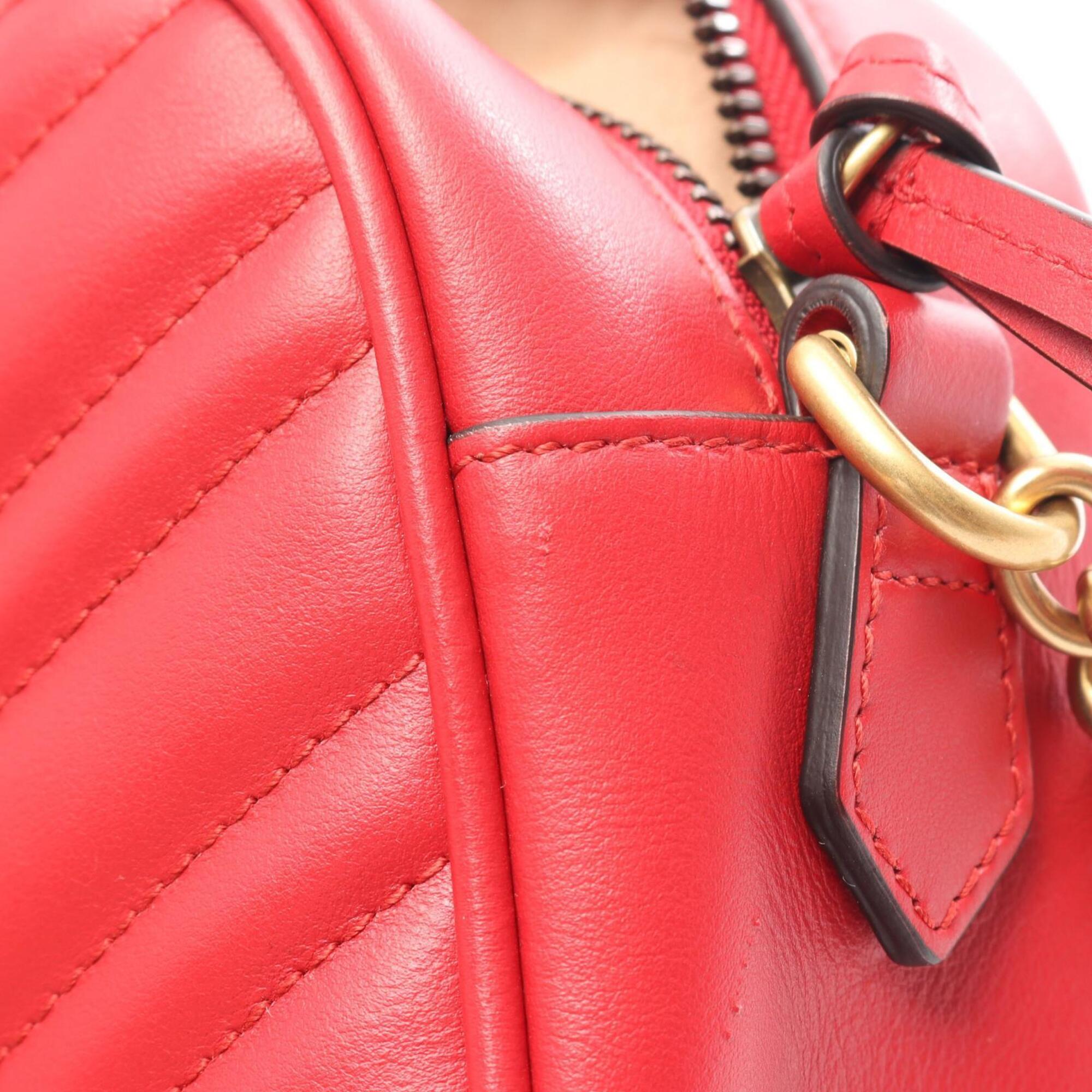 Gucci Red Color Leather Shoulder Bag (Pre-Owned)