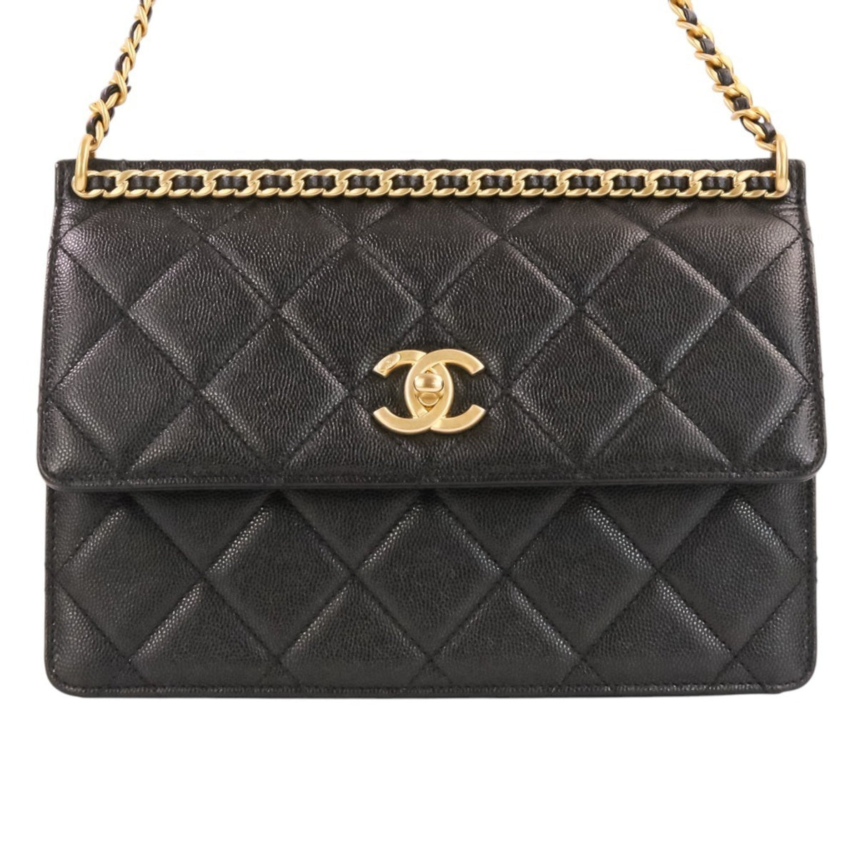 Chanel Black Grained Calfskin Shoulder Bag (Pre-Owned)