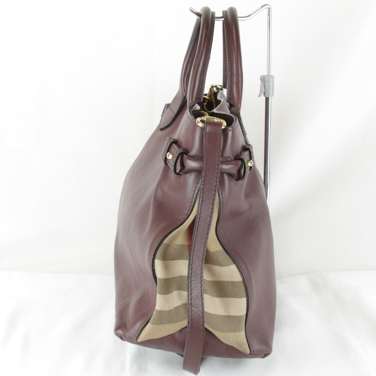 Burberry Brown Leather Canvas Tote Bag (Pre-Owned)