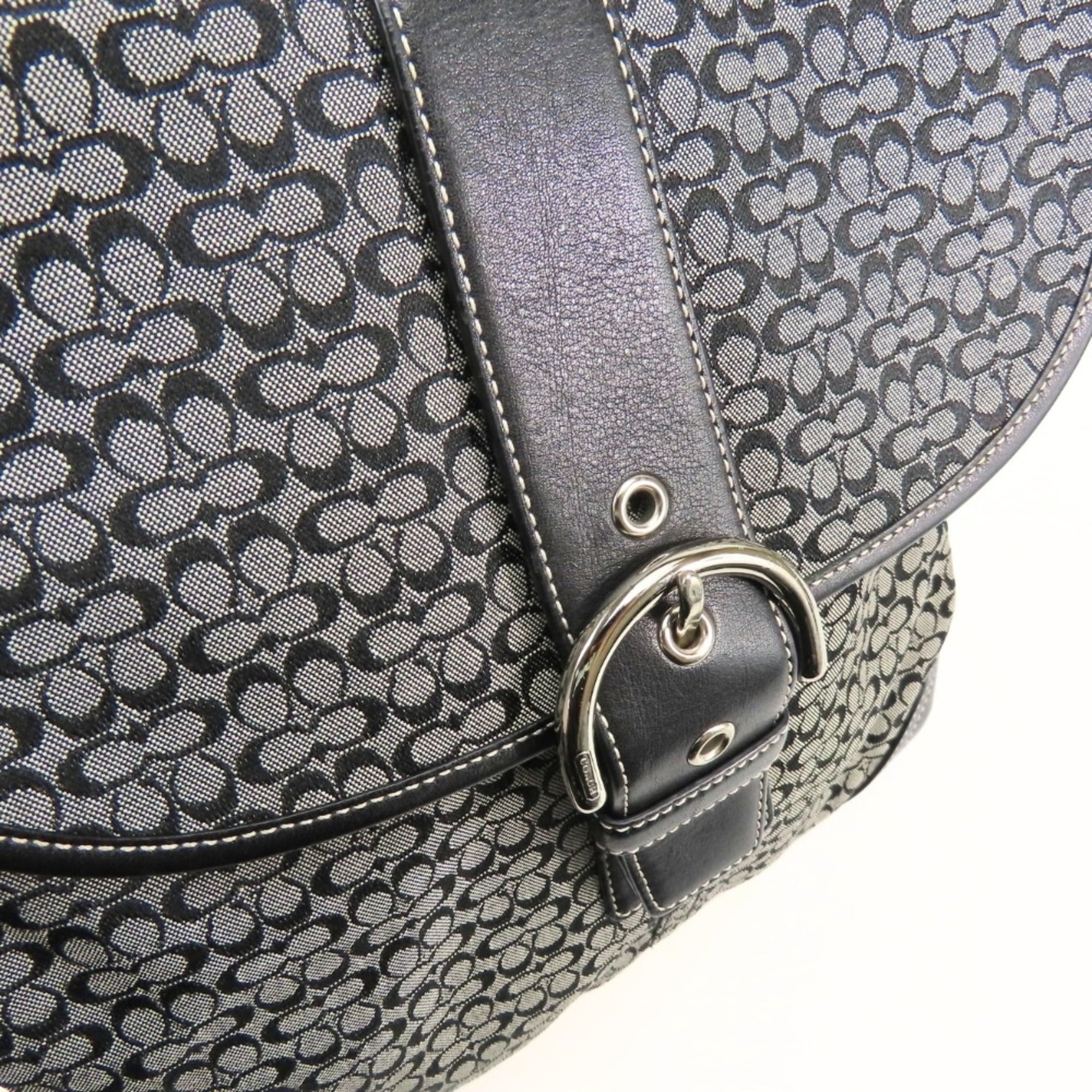 Coach Black Gray Signature Line Shoulder Bag (Pre-Owned)
