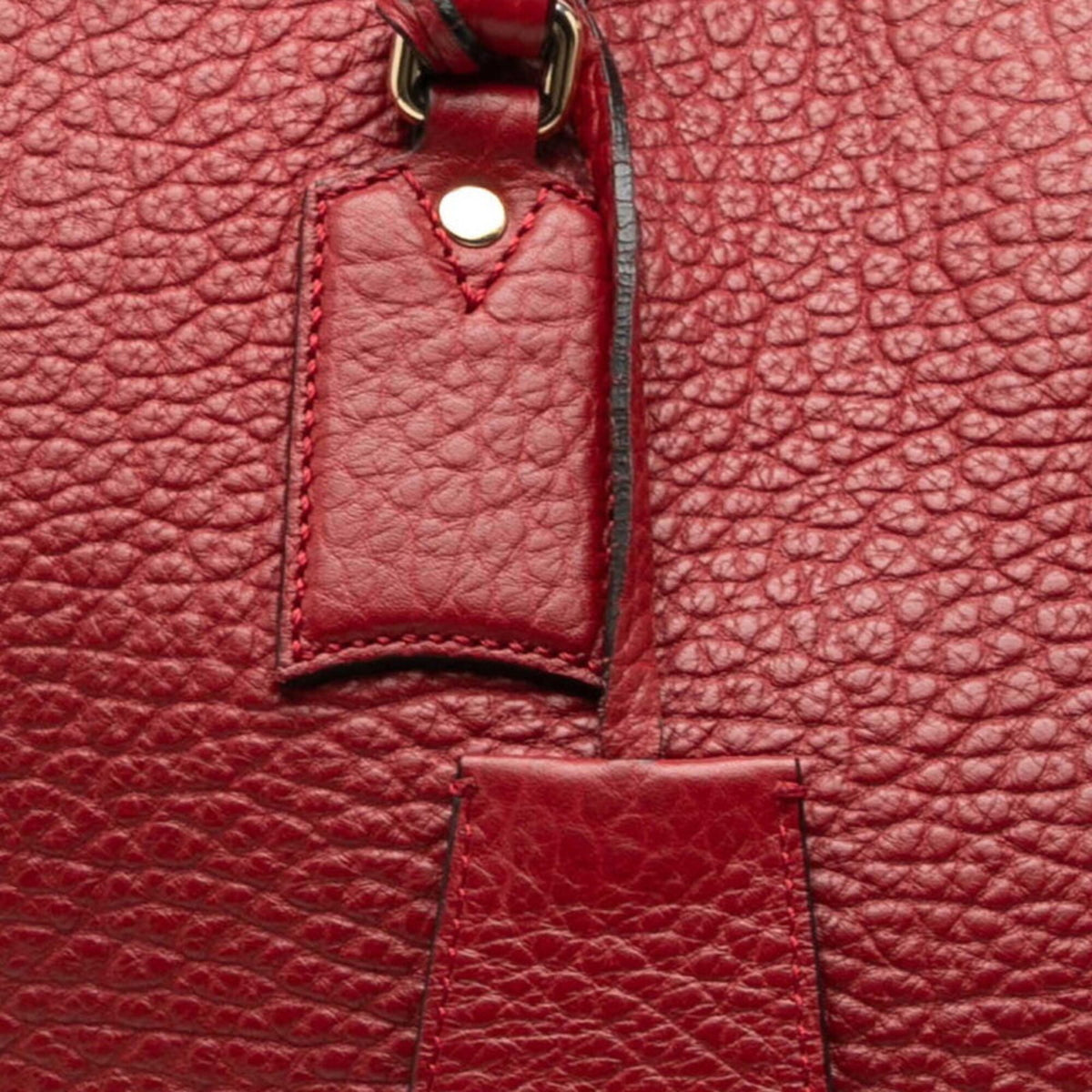 Burberry Red Color Leather Shoulder Bag Tote Bag (Pre-Owned)