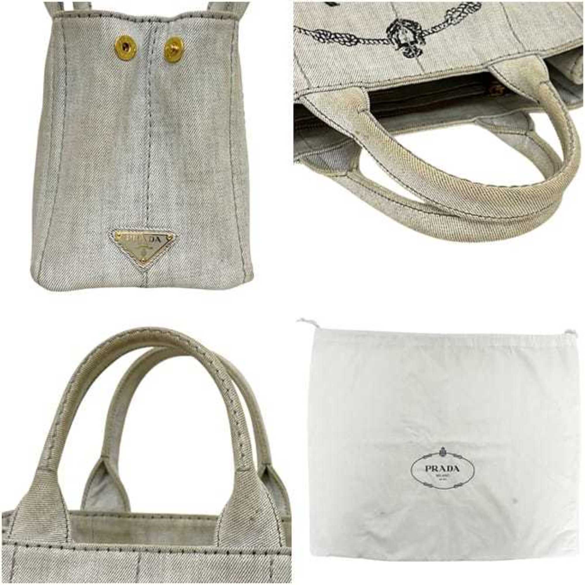 Prada Canapa Gray Canapa Handbag Tote Bag (Pre-Owned)